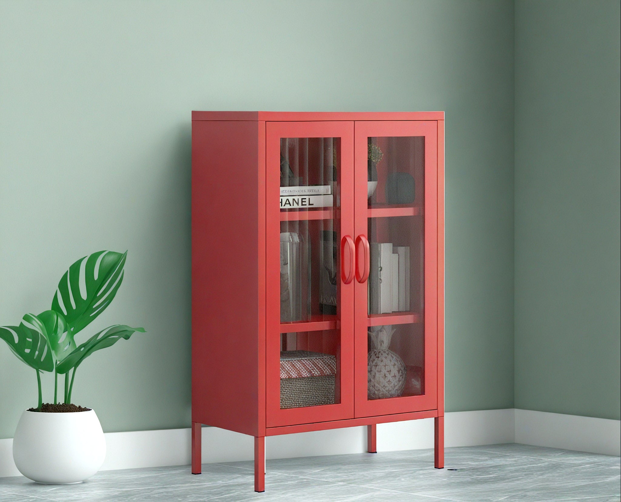 AesCraft Sideboard Storage Metal Locker Aescraft Red