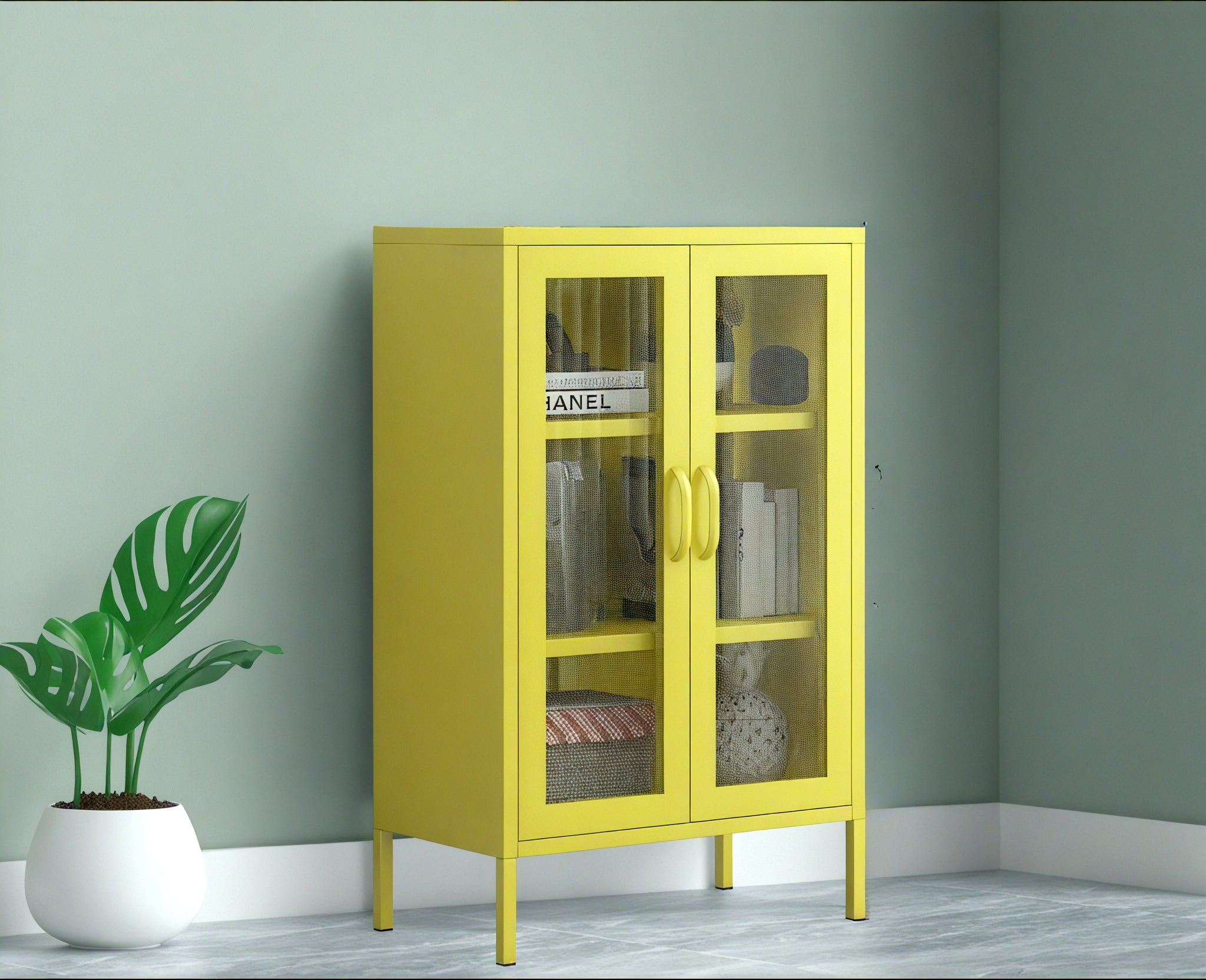 AesCraft Sideboard Storage Metal Locker Aescraft Yellow