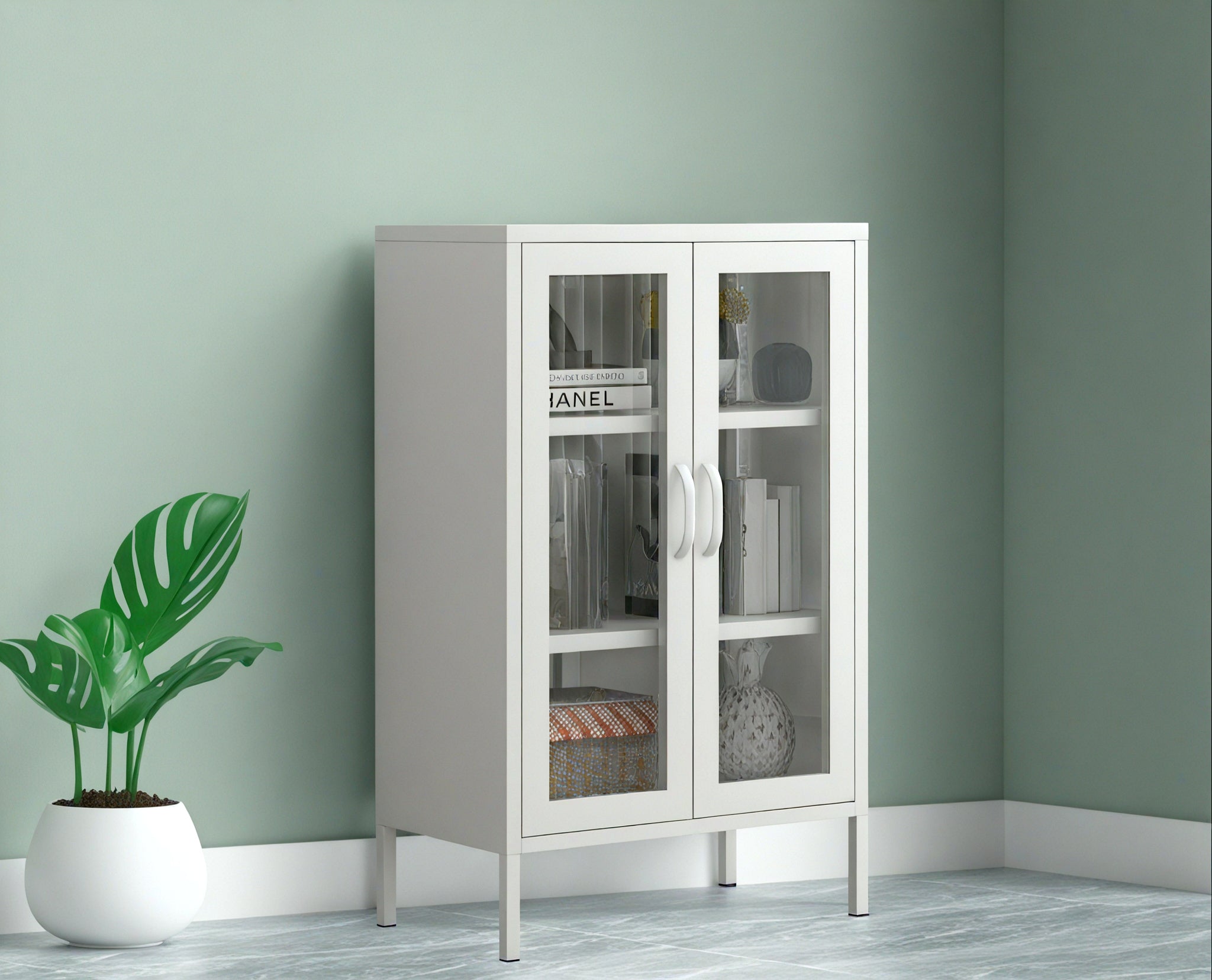 AesCraft Sideboard Storage Metal Locker Aescraft White