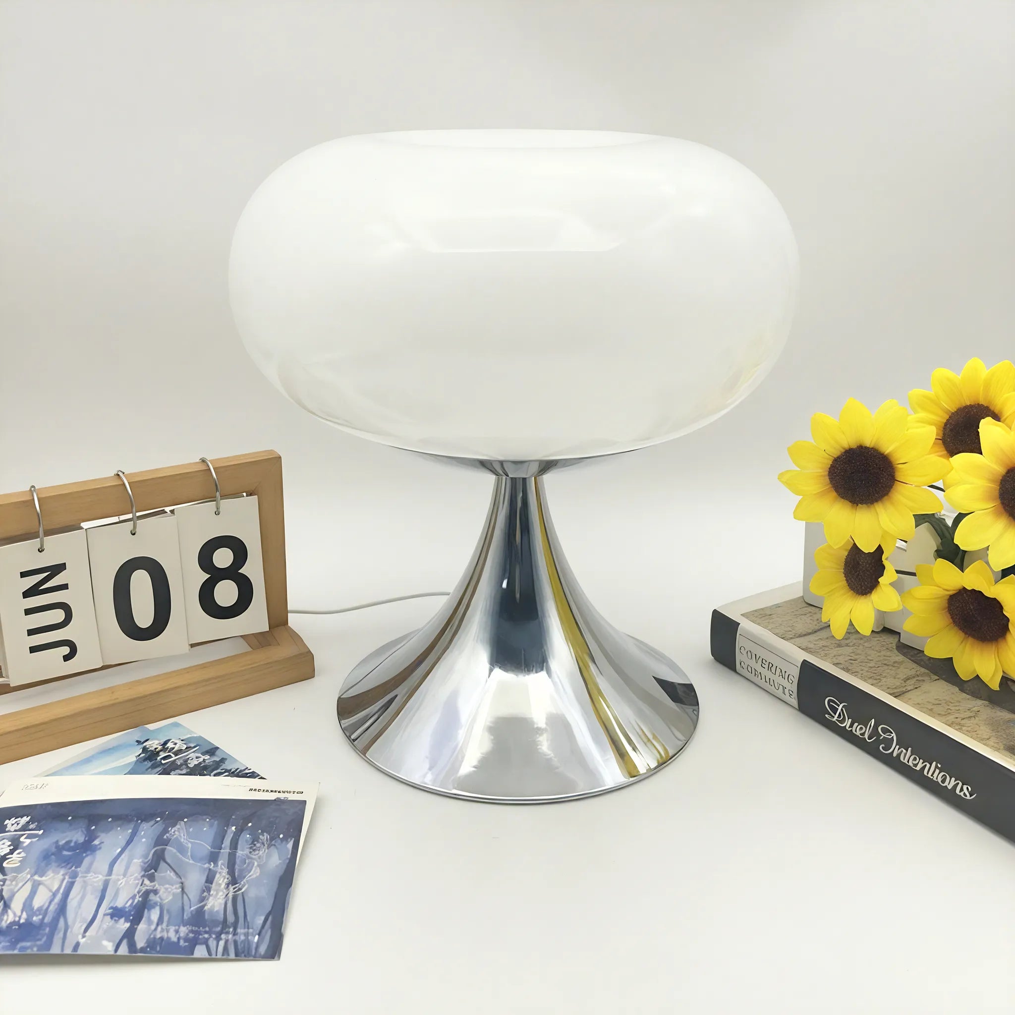 Bauhaus Glass Table Lamp – Glow Pod Retro Lighting Aescraft White USB plug-in