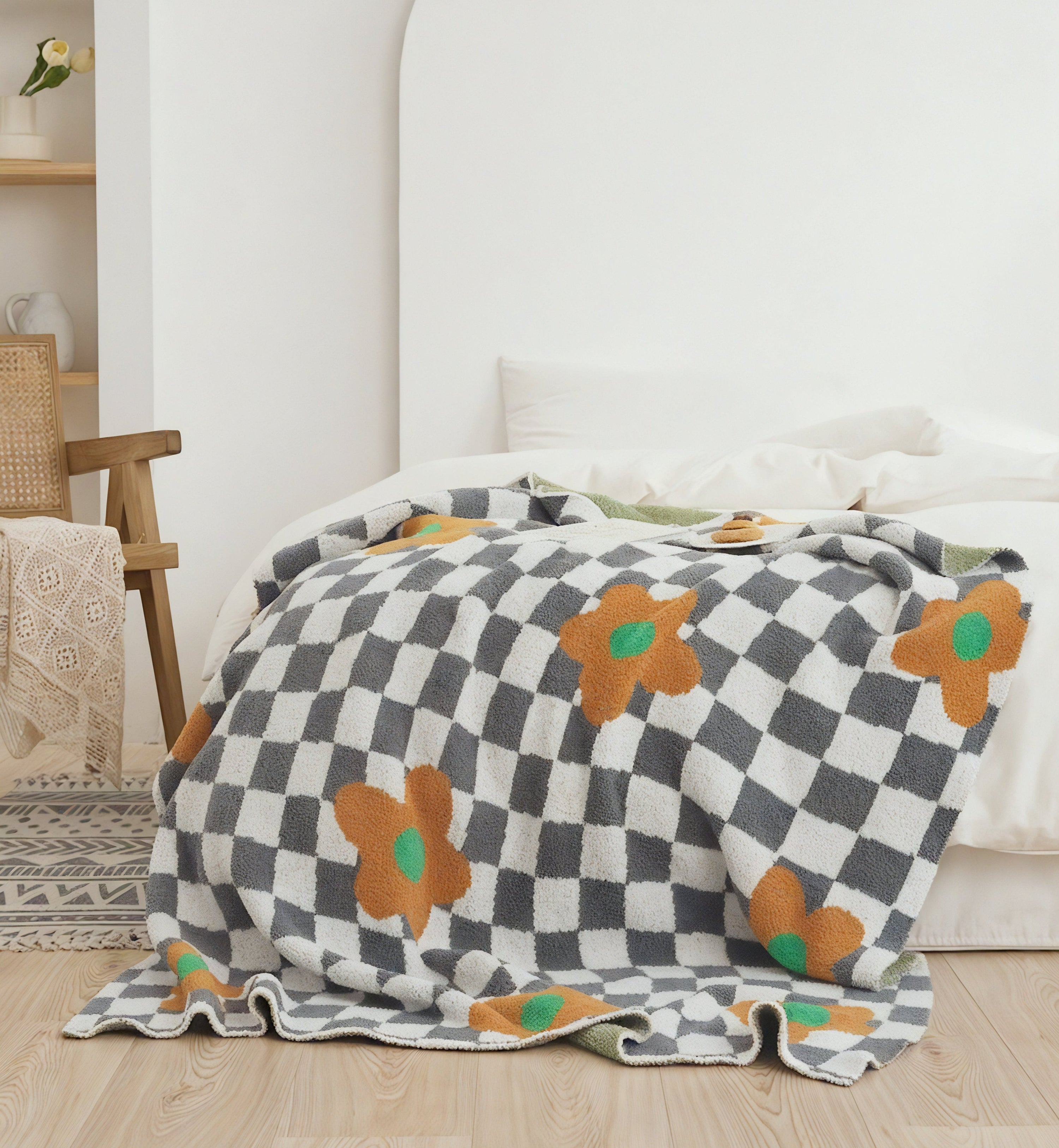 Bloom & Checkerboard Throw Aescraft