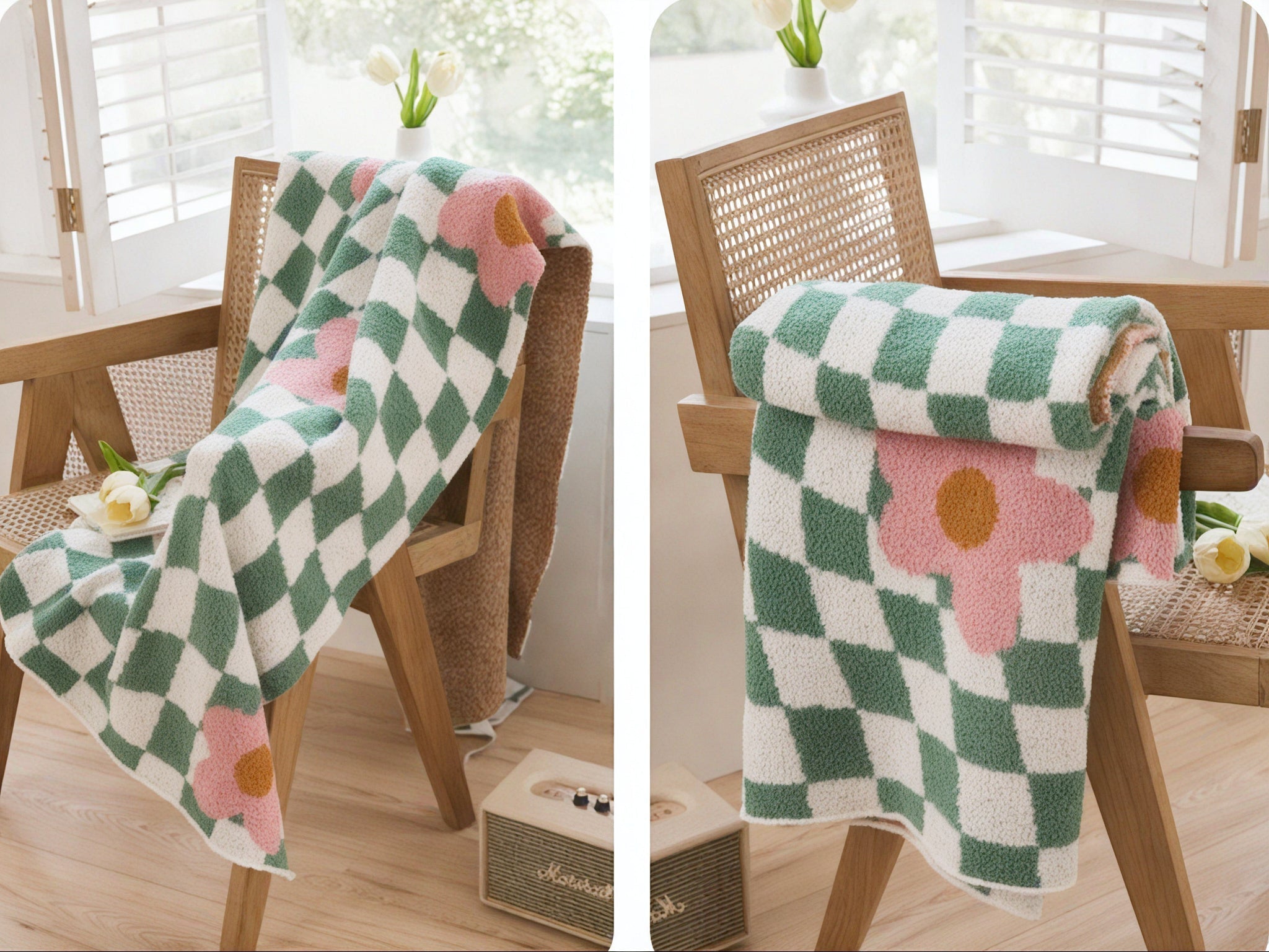Bloom & Checkerboard Throw Aescraft
