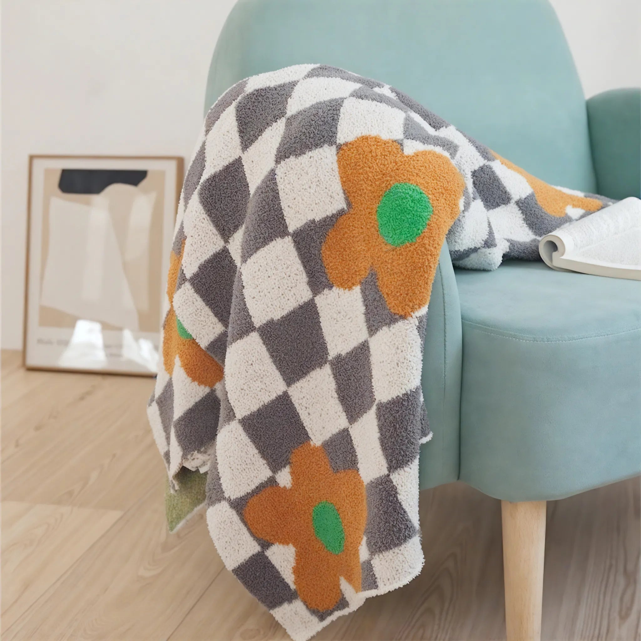 Bloom & Checkerboard Throw Aescraft