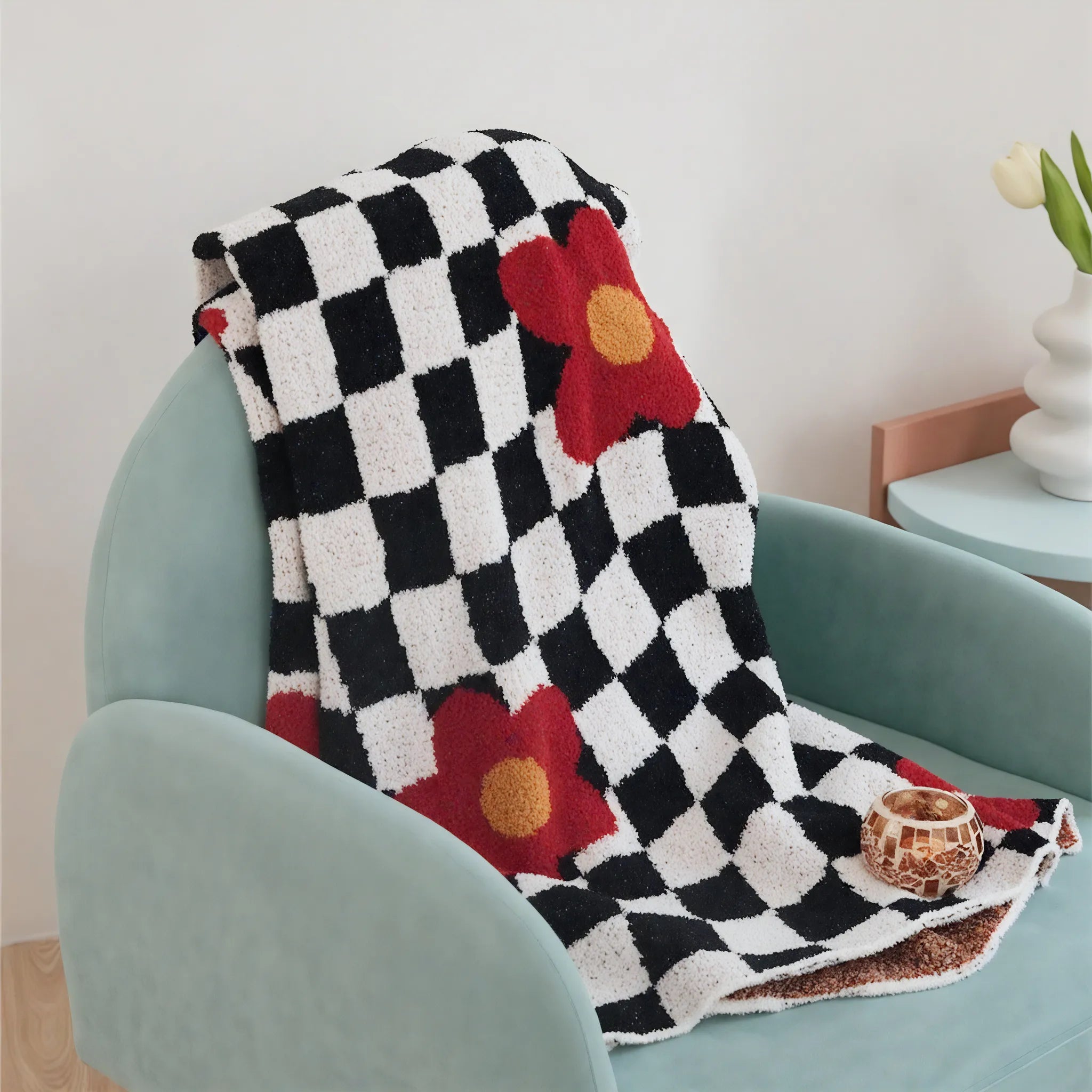 Bloom & Checkerboard Throw Aescraft