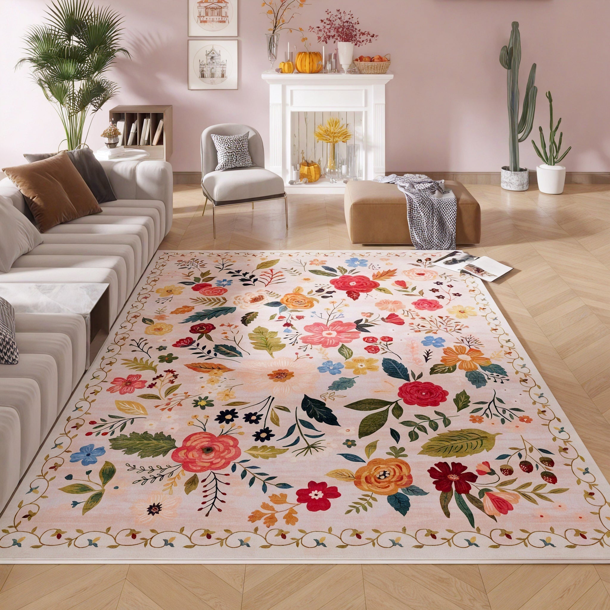 Bloomscape Rug – A Floral Oasis for Any Space Aescraft White S (60x90 cm)