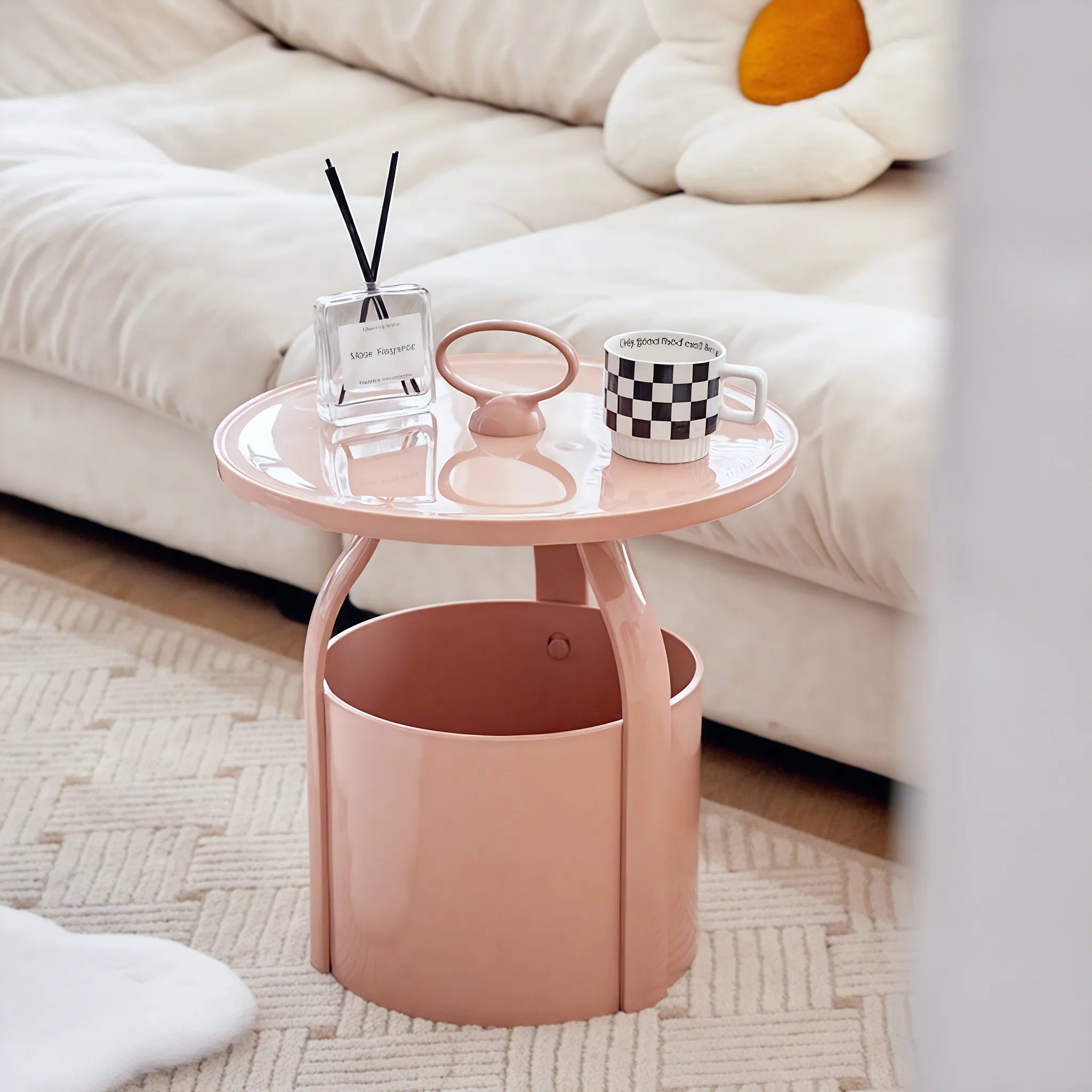 Bucketed Bliss – Modern Side Table with Storage Flair  Aescraft