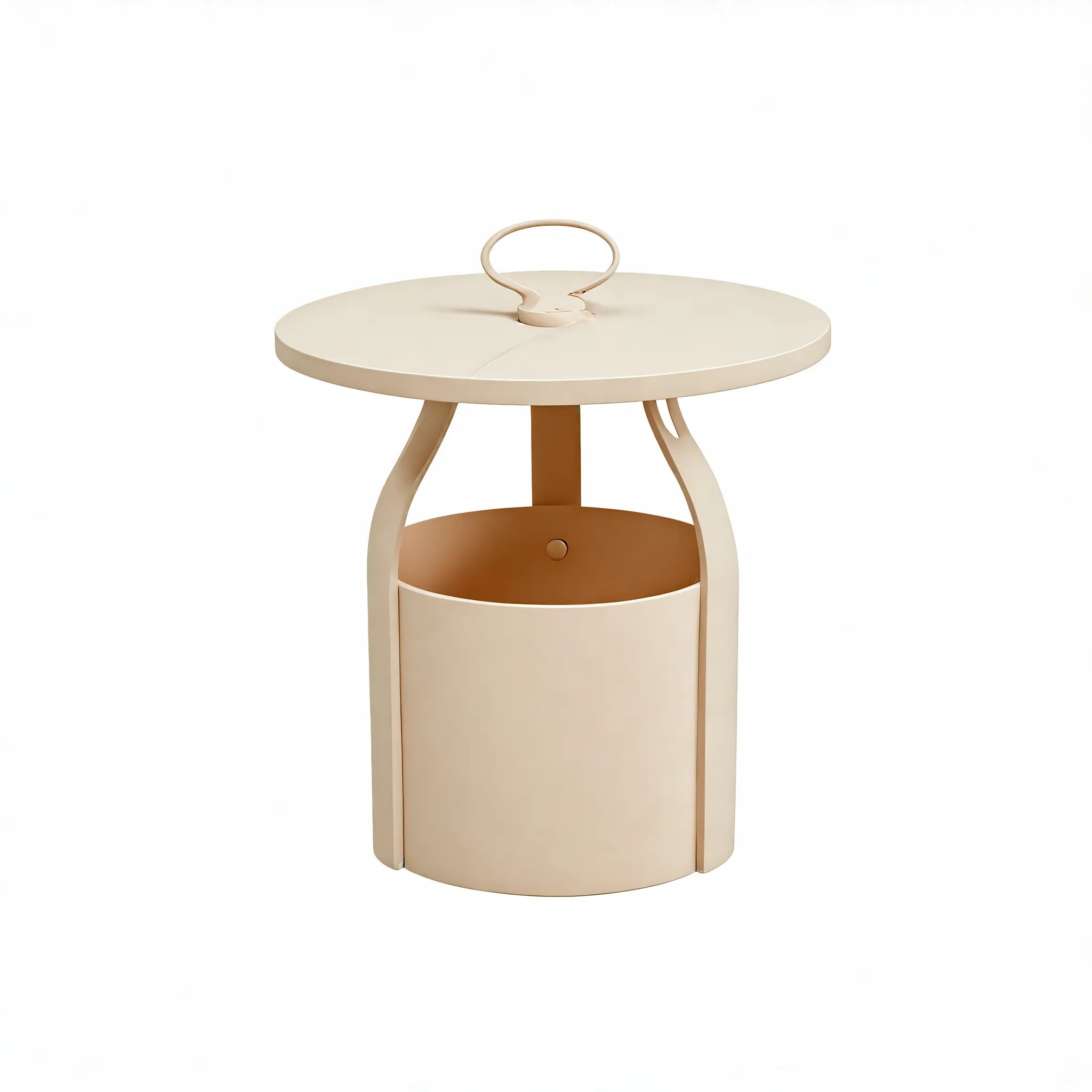Bucketed Bliss – Modern Side Table with Storage Flair  Aescraft White