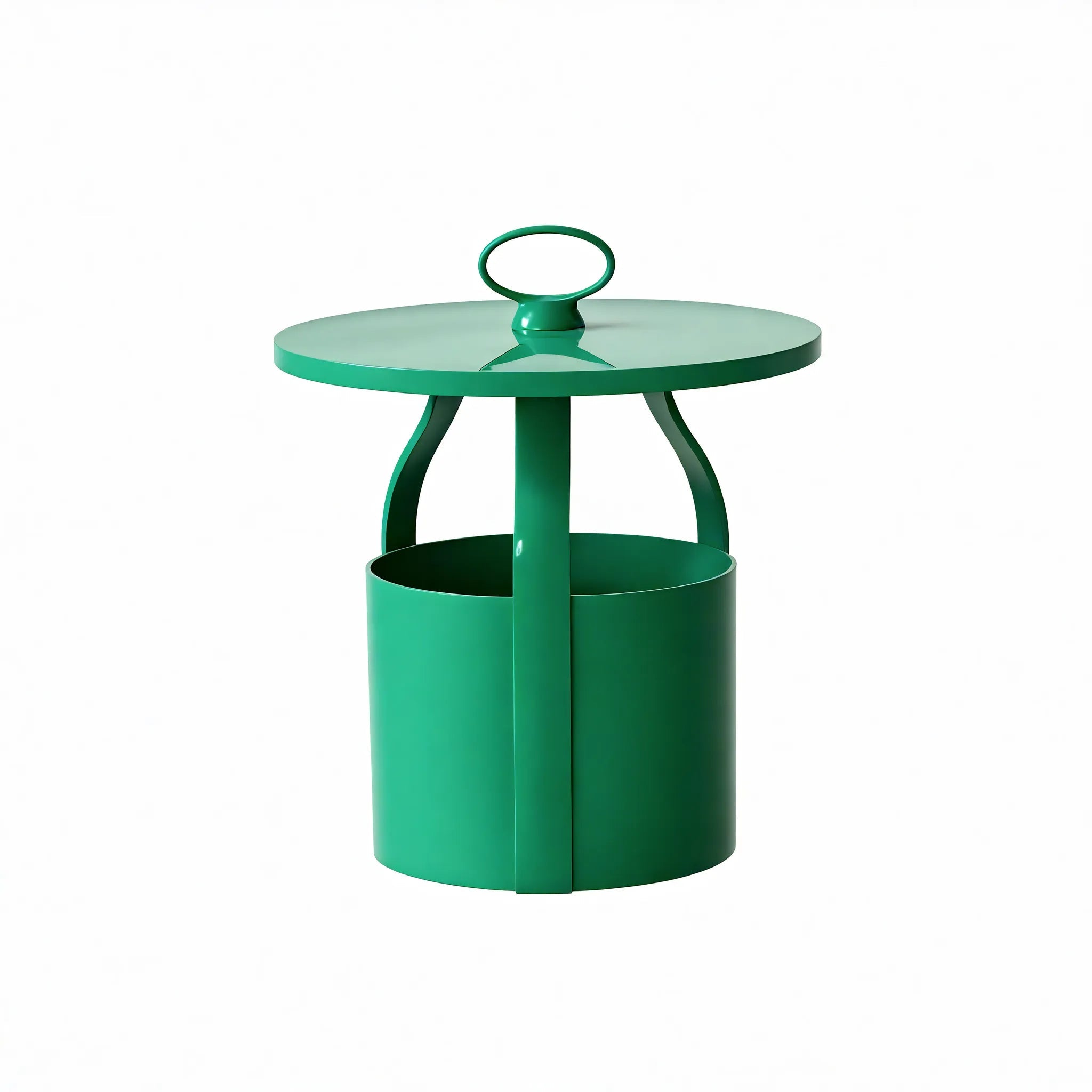 Bucketed Bliss – Modern Side Table with Storage Flair  Aescraft Green
