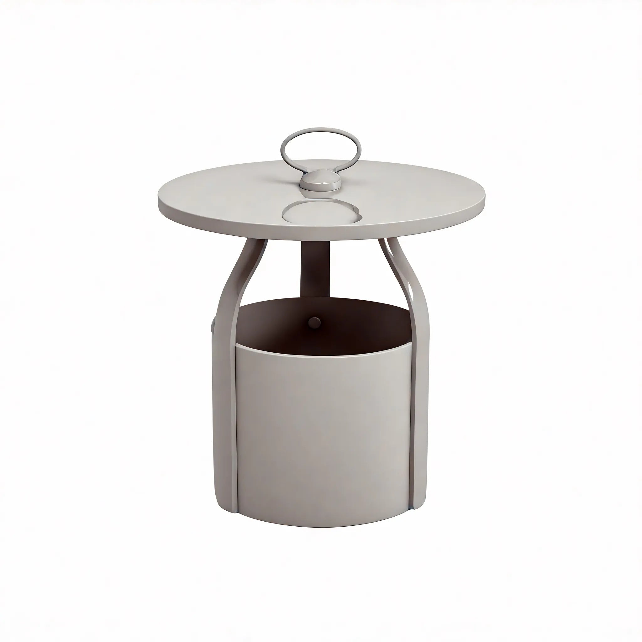 Bucketed Bliss – Modern Side Table with Storage Flair  Aescraft Gray