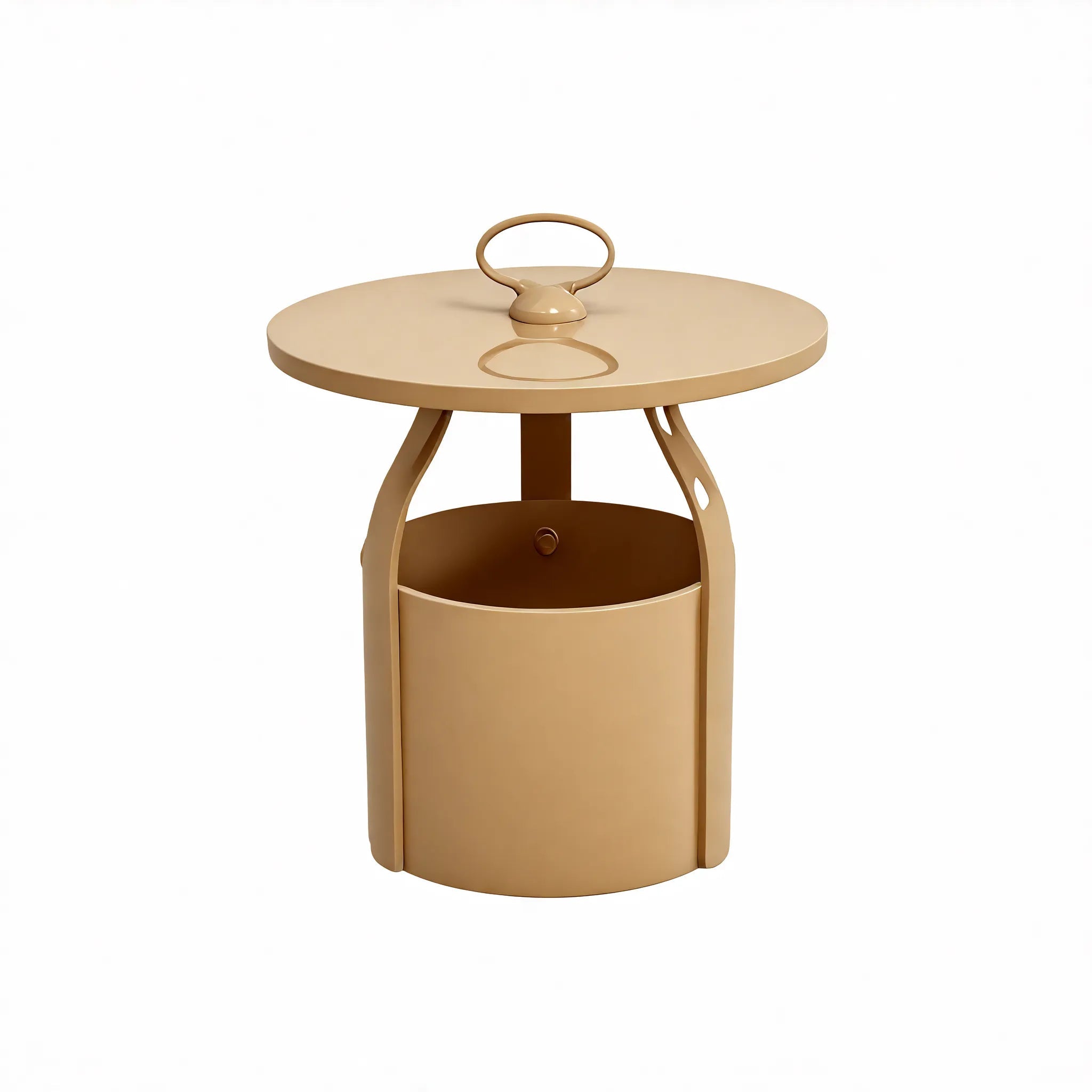 Bucketed Bliss – Modern Side Table with Storage Flair  Aescraft Mustard