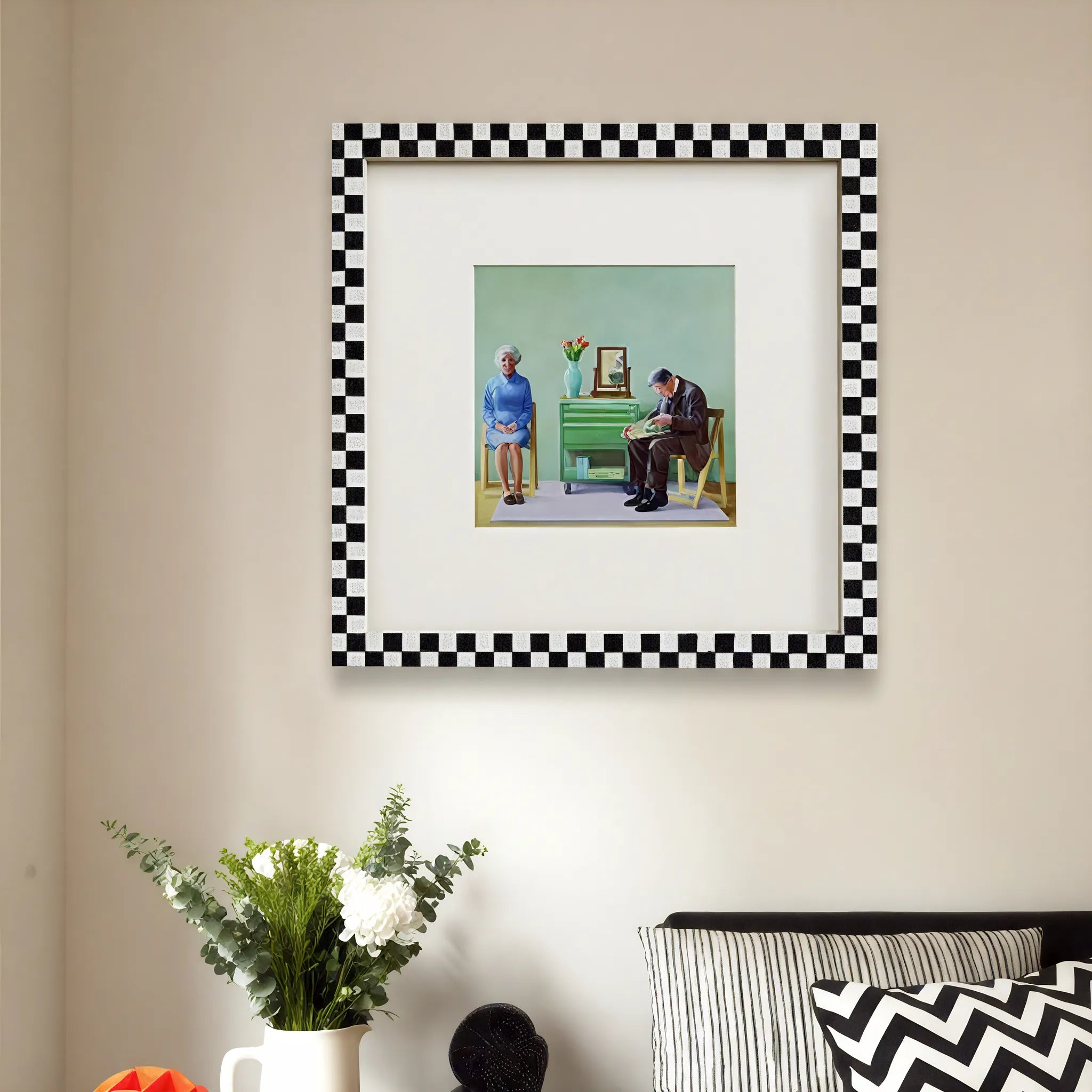 Checkered Charm: Modern Wall Art with Personality  Aescraft
