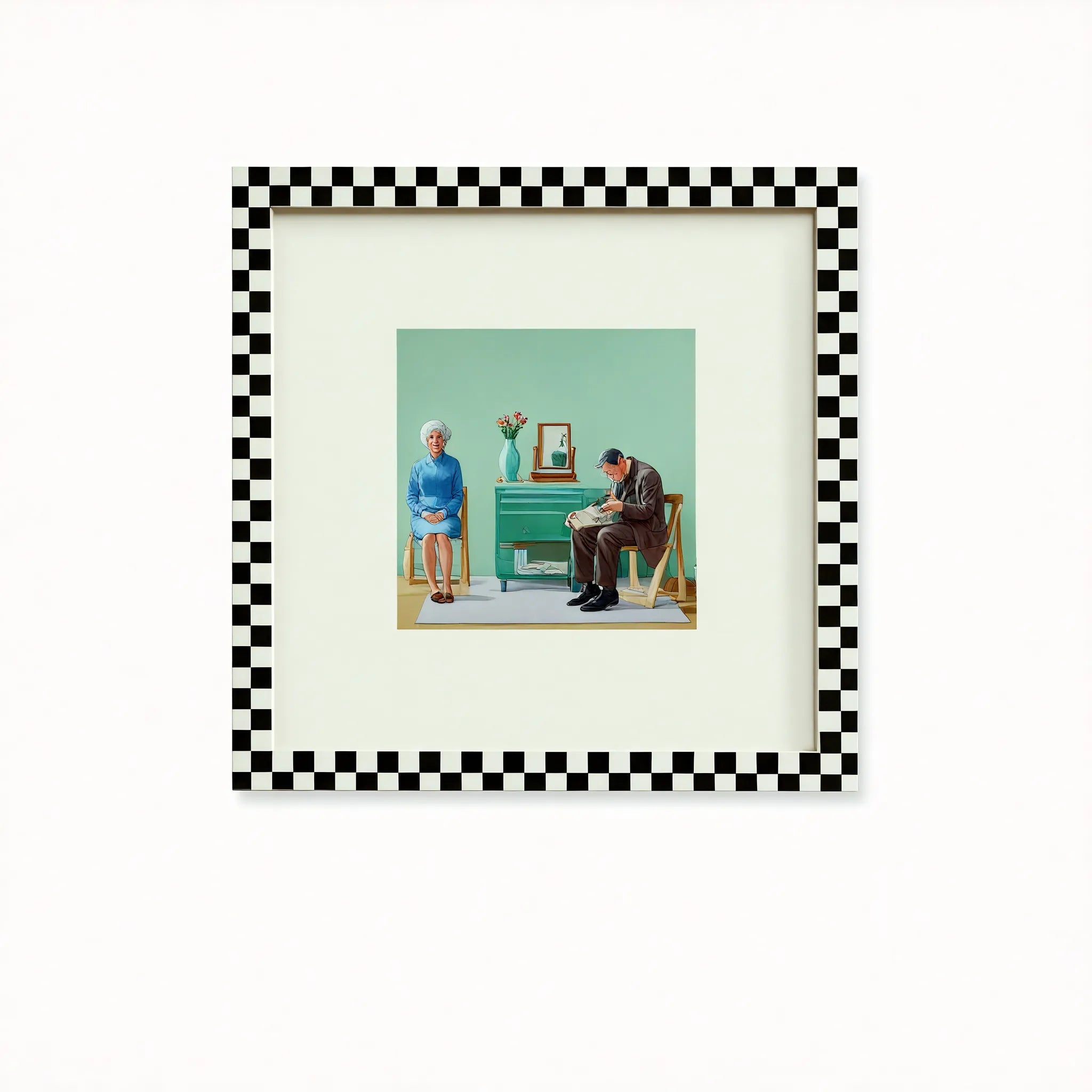 Checkered Charm: Modern Wall Art with Personality  Aescraft Slow Burn 40*40cm