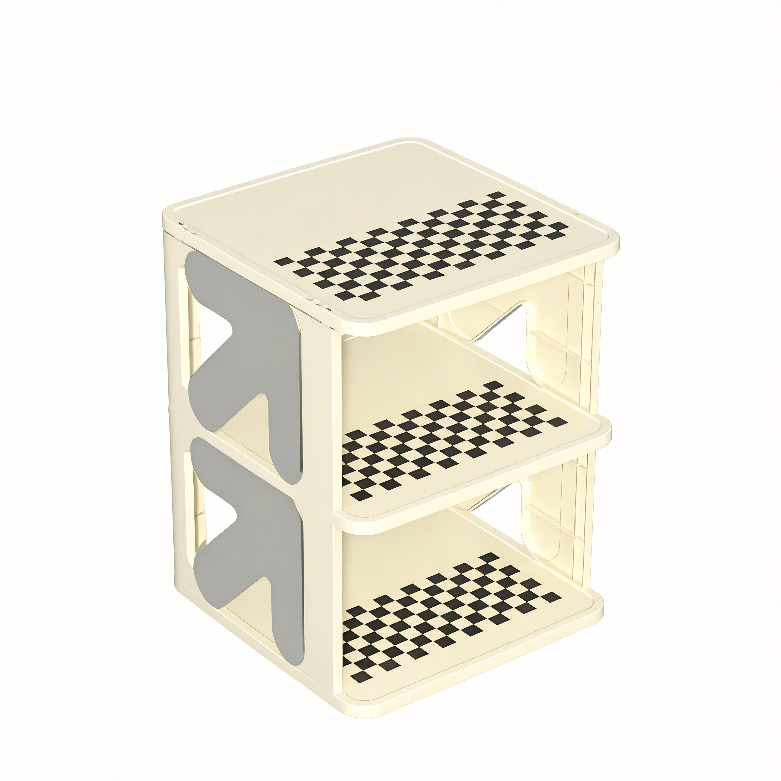 Checkered Charm: Sleek Stackable Shoe Organizer Aescraft 3