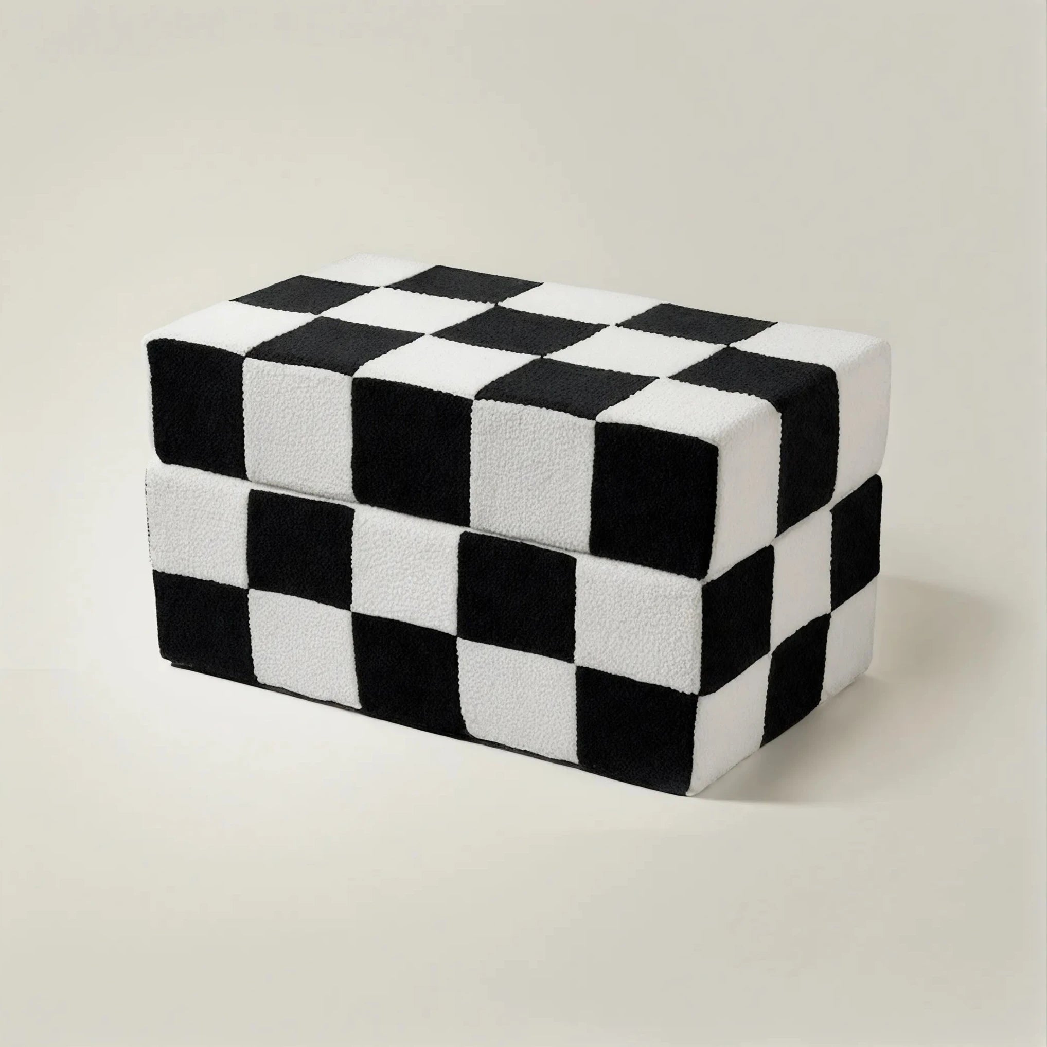 Checkered Charm Storage Ottoman  Aescraft