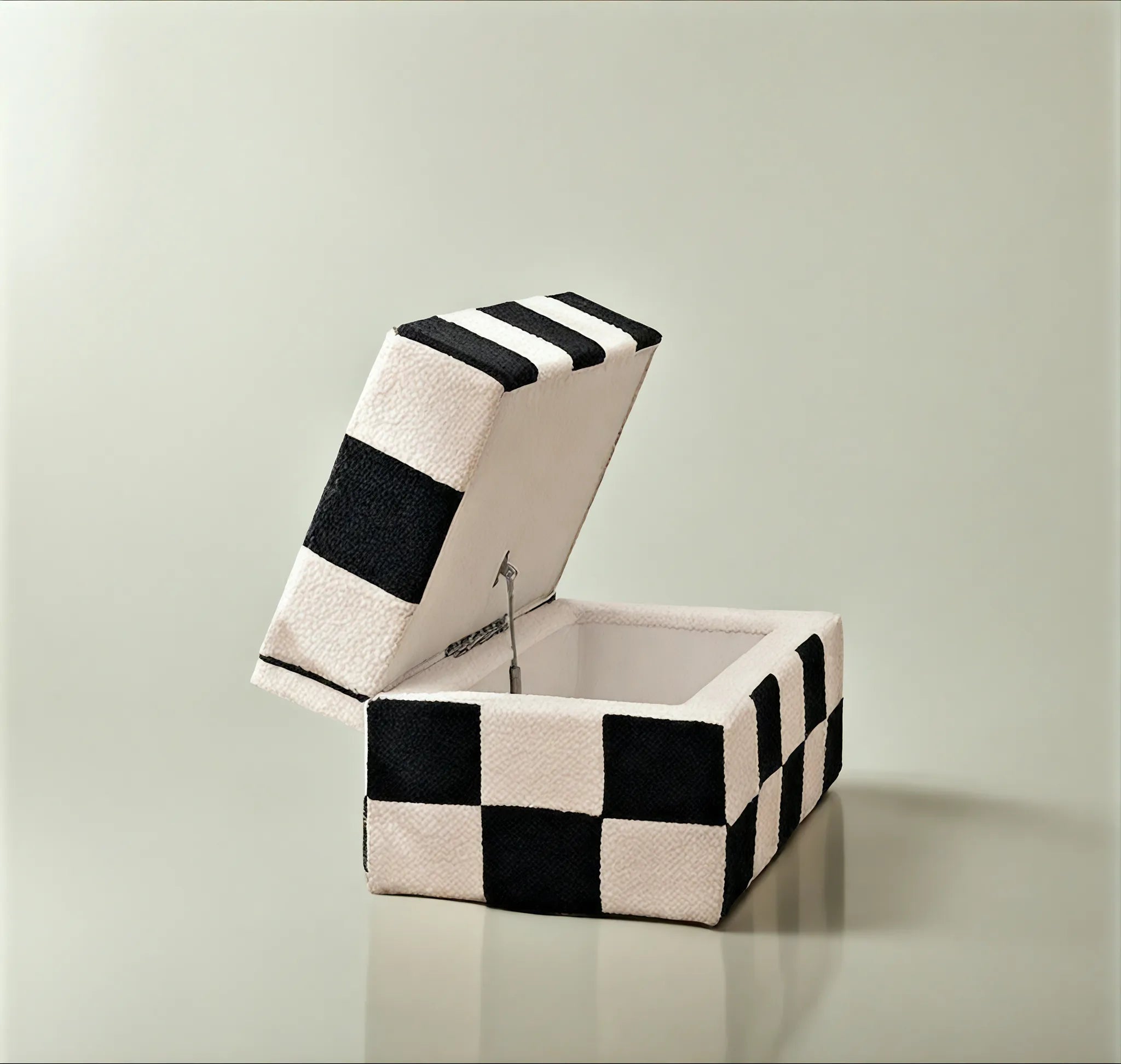 Checkered Charm Storage Ottoman  Aescraft