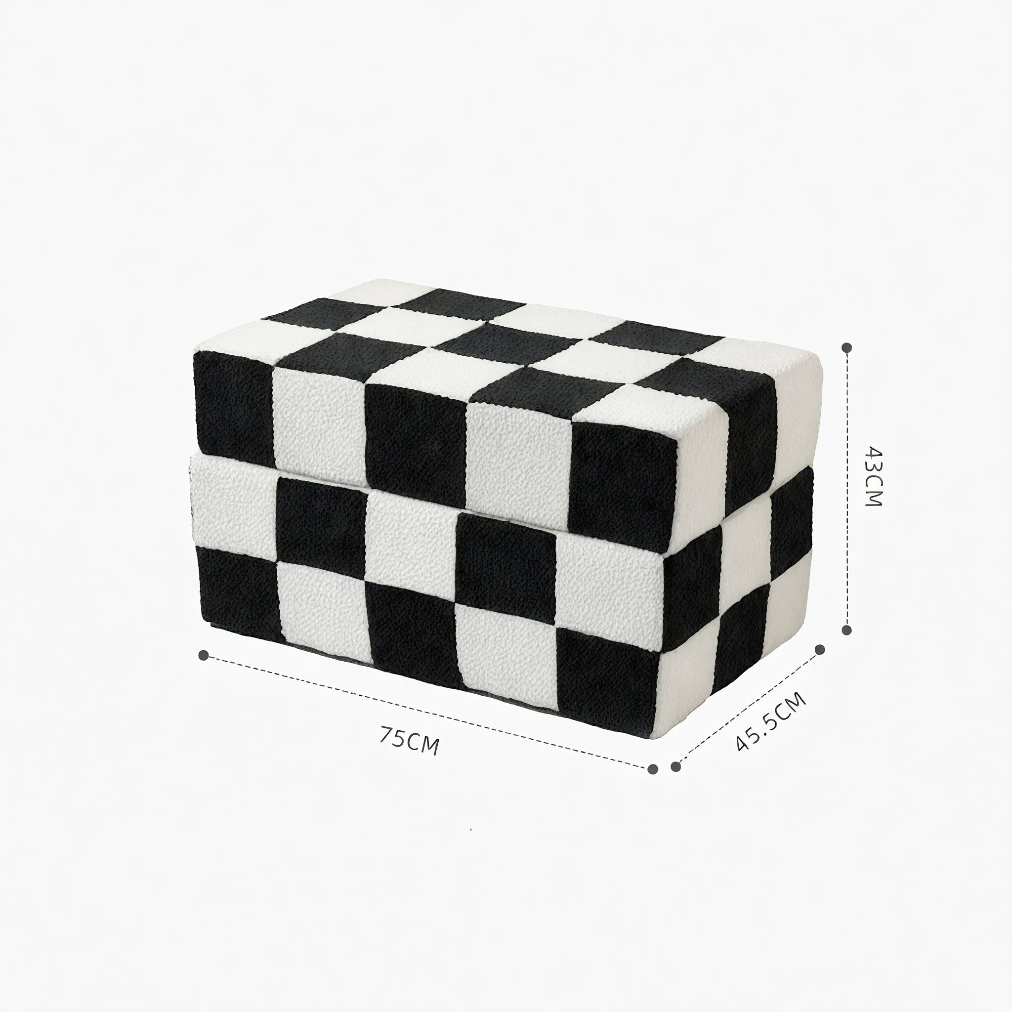 Checkered Charm Storage Ottoman  Aescraft
