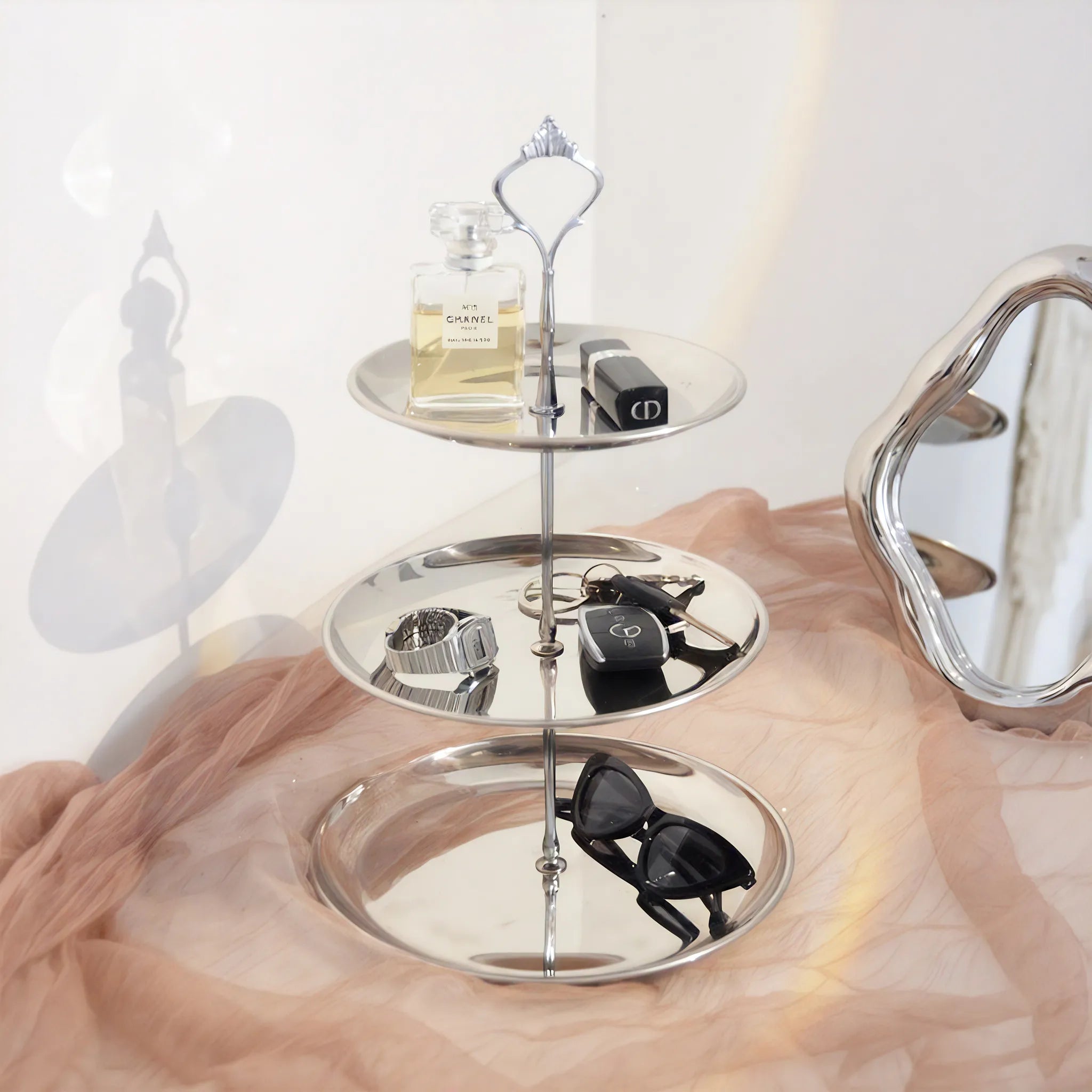 Chrome Cascade Tiered Tray Aescraft