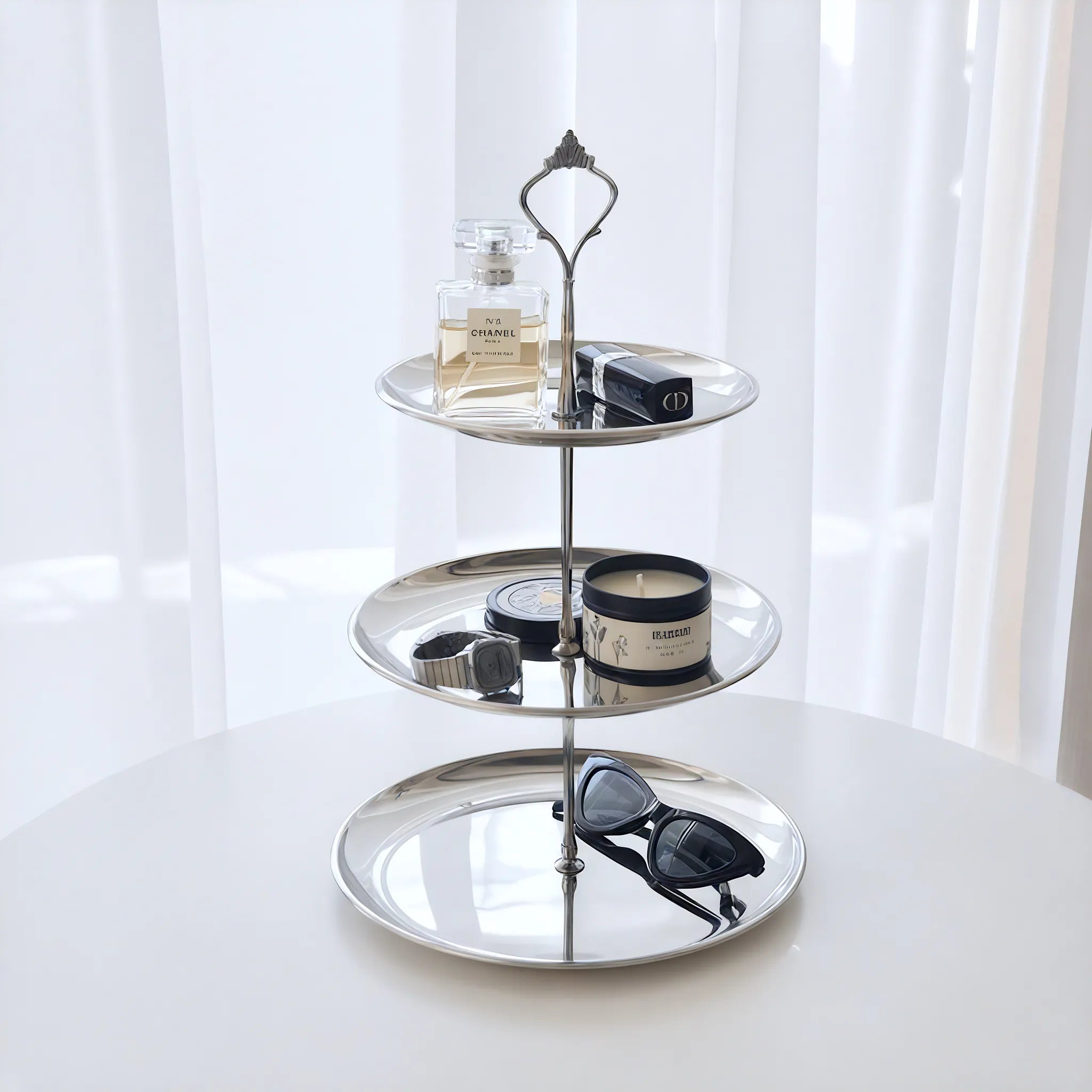 Chrome Cascade Tiered Tray Aescraft