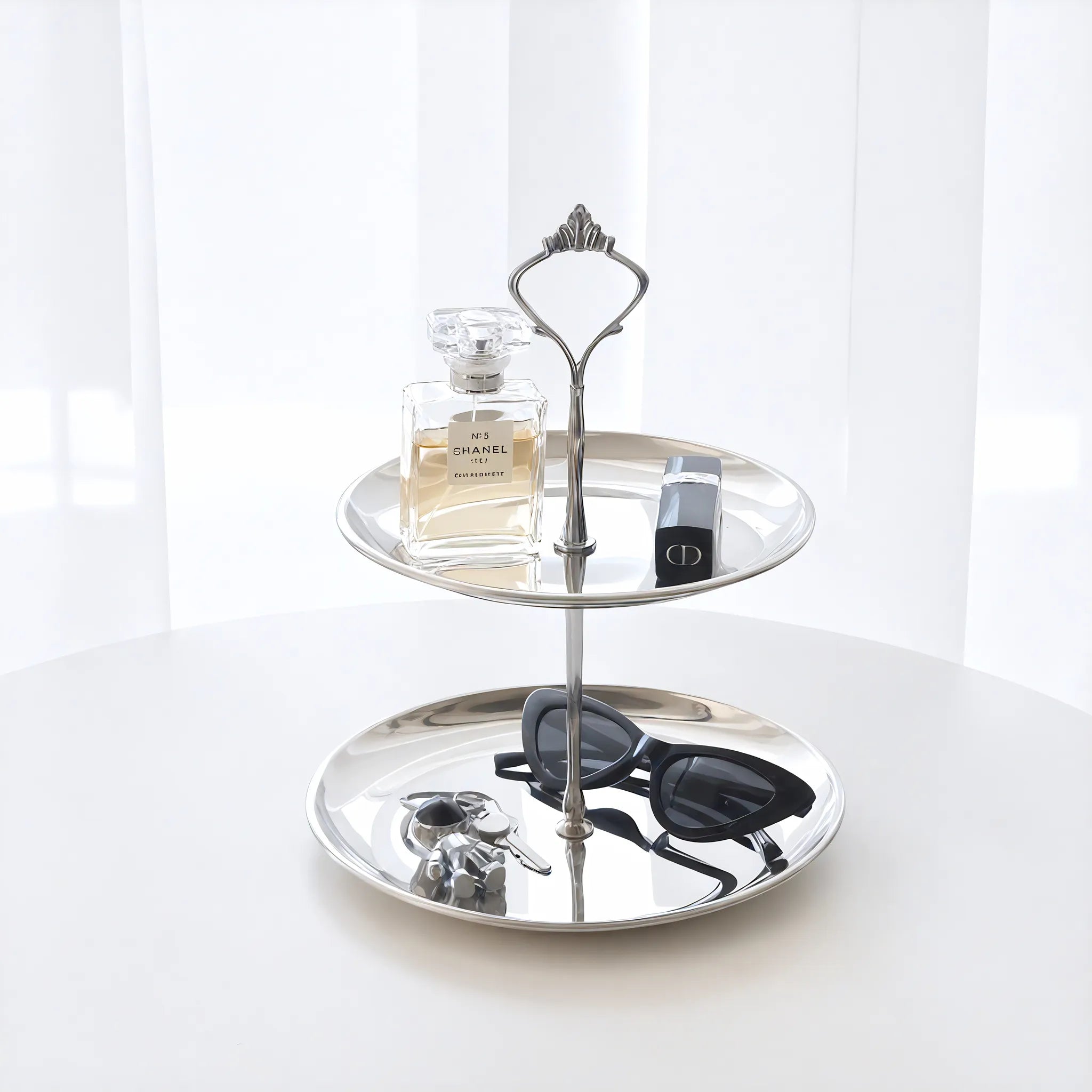 Chrome Cascade Tiered Tray Aescraft