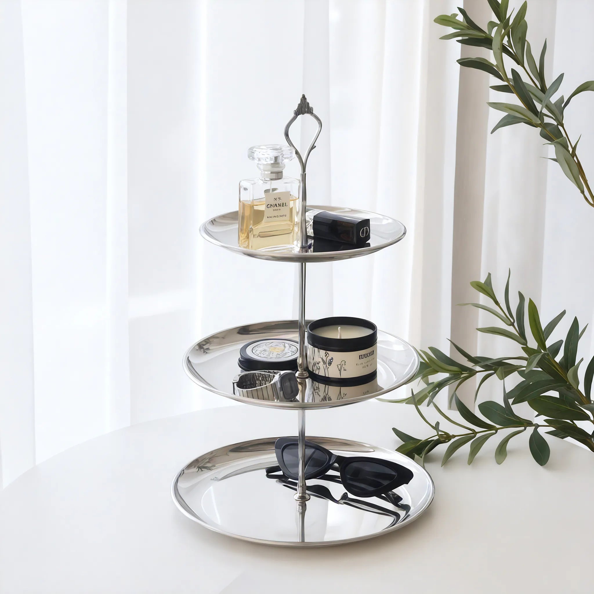 Chrome Cascade Tiered Tray Aescraft
