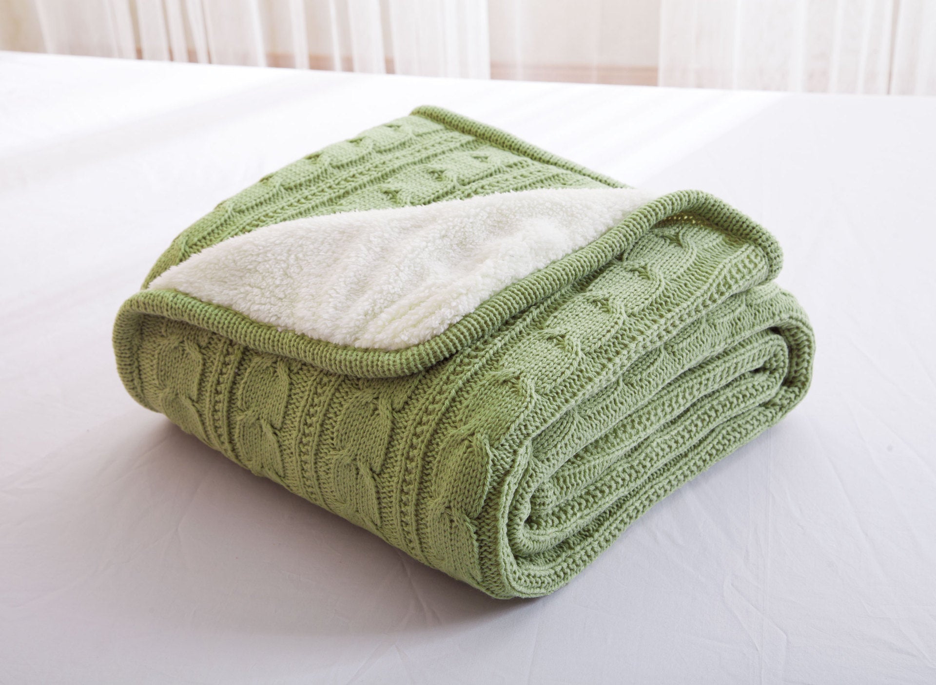Cozy Embrace Knit Throw Blanket Aescraft Matcha 120*180cm