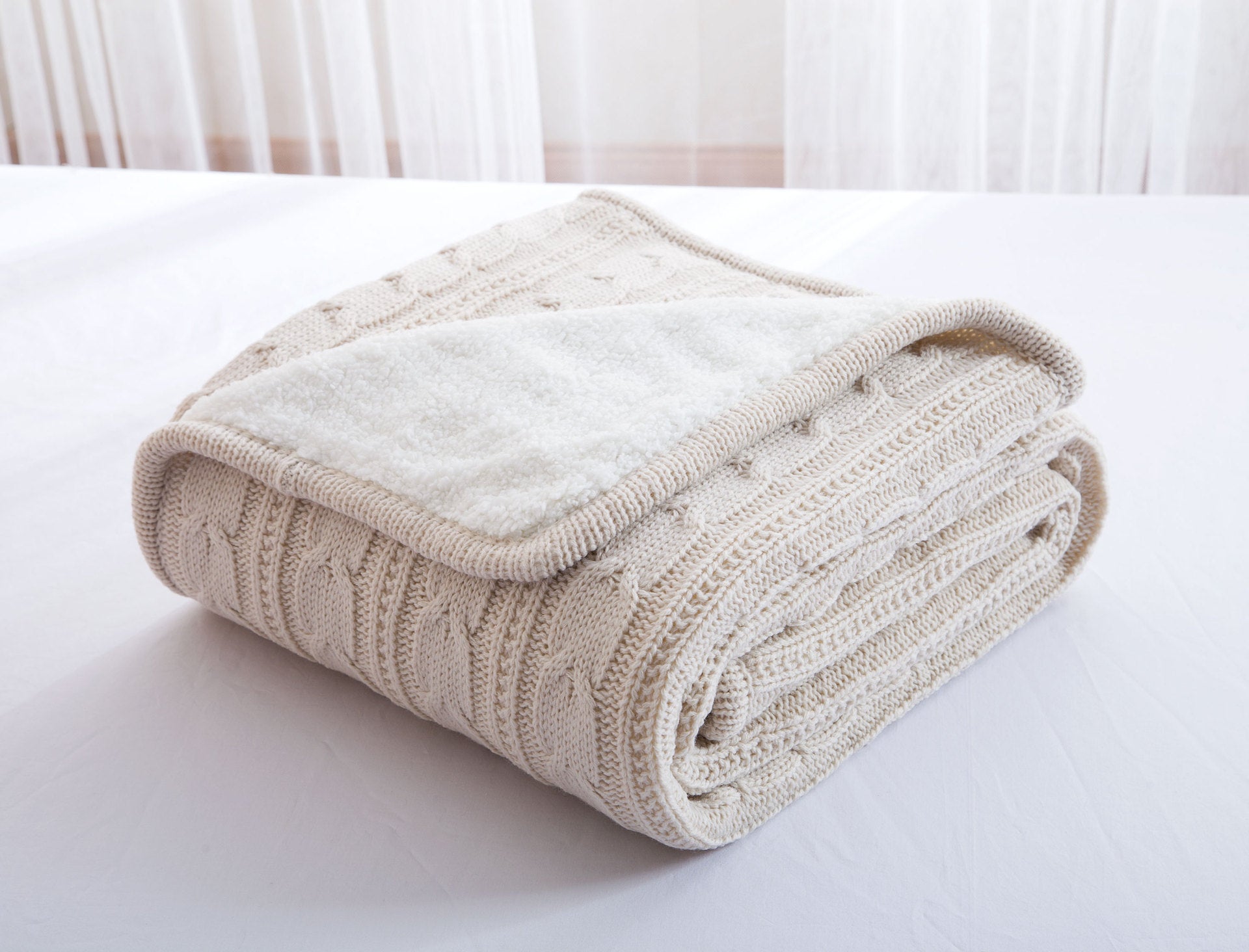 Cozy Embrace Knit Throw Blanket Aescraft White 120*180cm