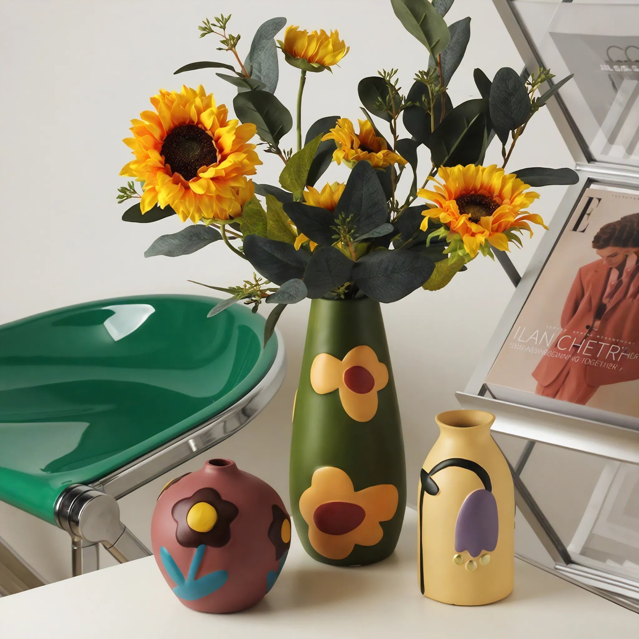 Floral Ceramic Vase Set customized Aescraft