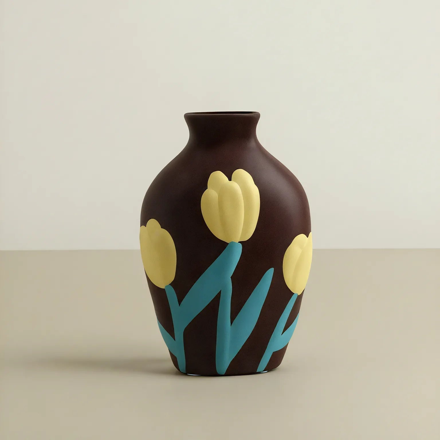 Floral Ceramic Vase Set customized Aescraft Brown