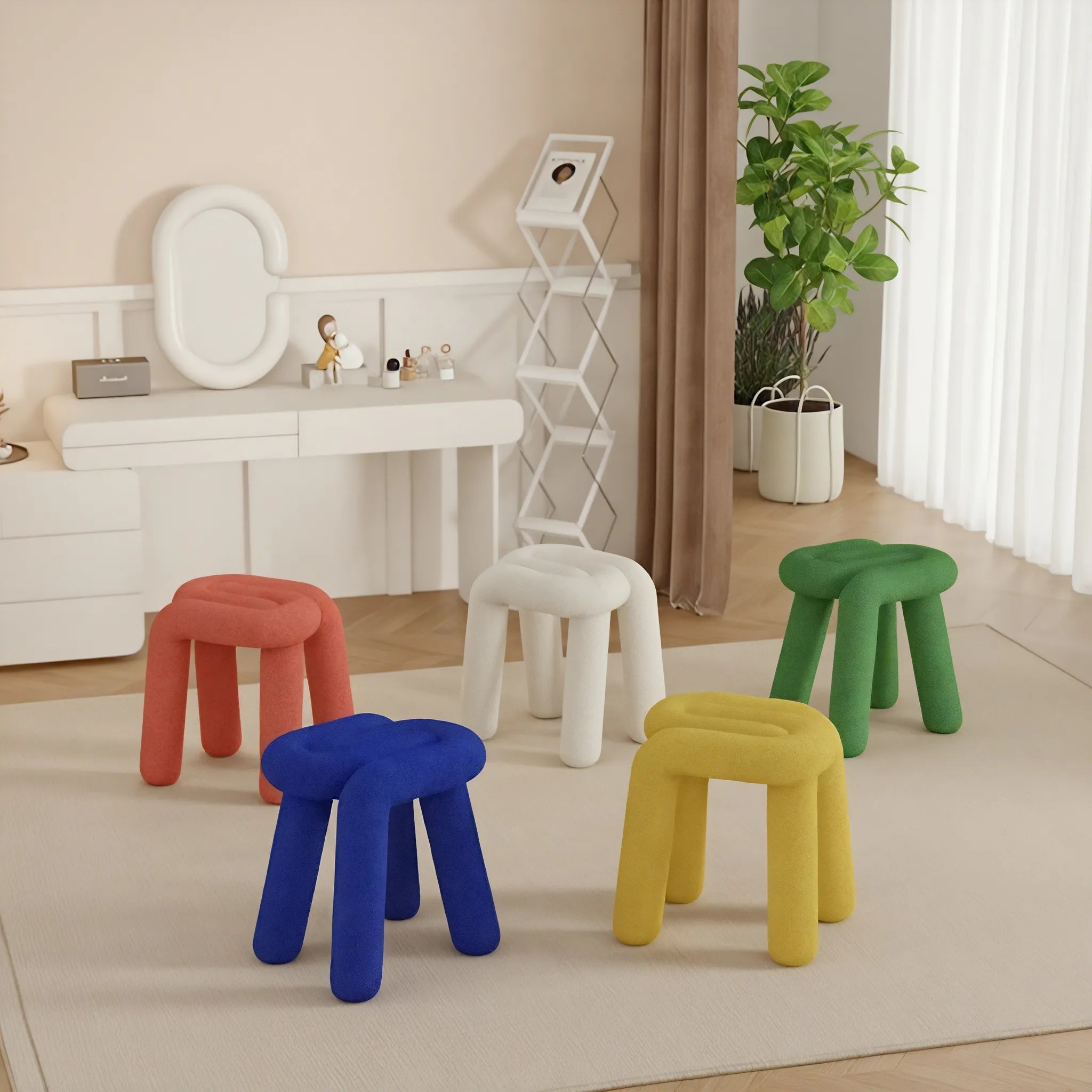 Funky Form:The Bold Bouclé Loop Stool Aescraft