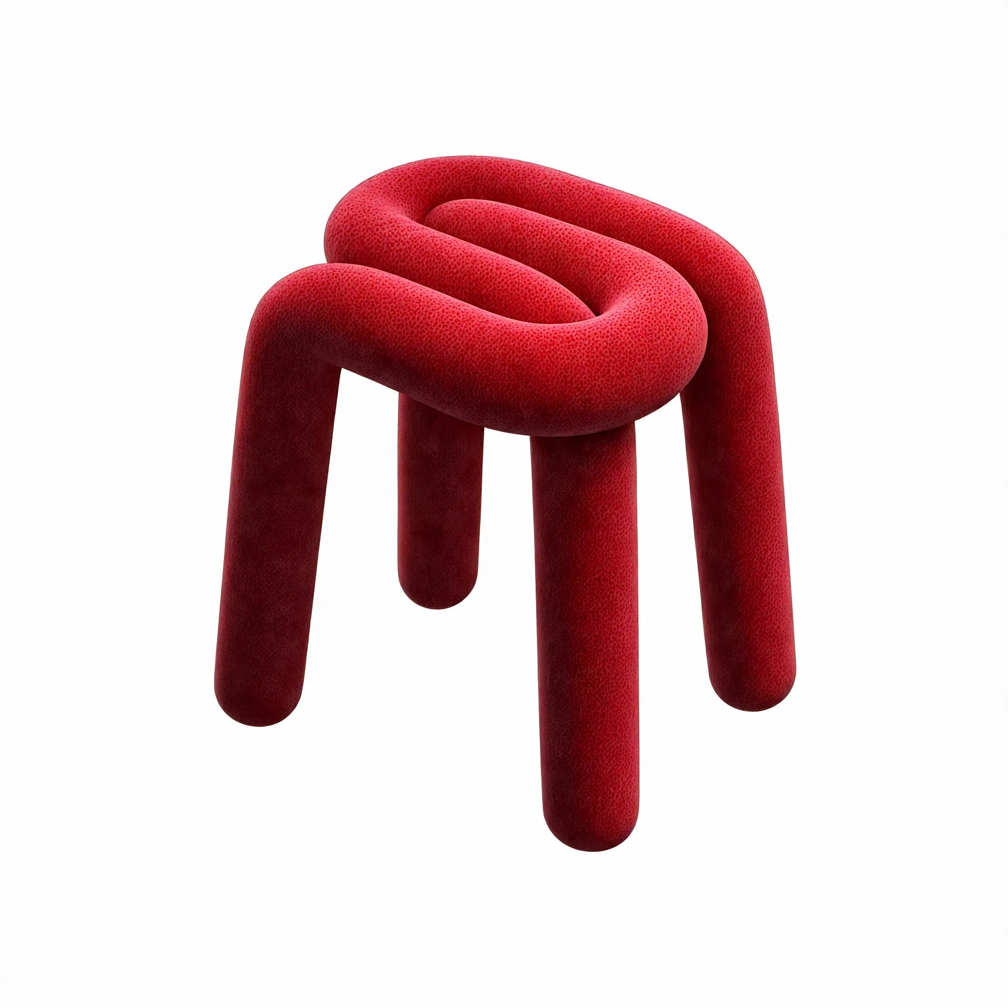 Funky Form:The Bold Bouclé Loop Stool Aescraft Red