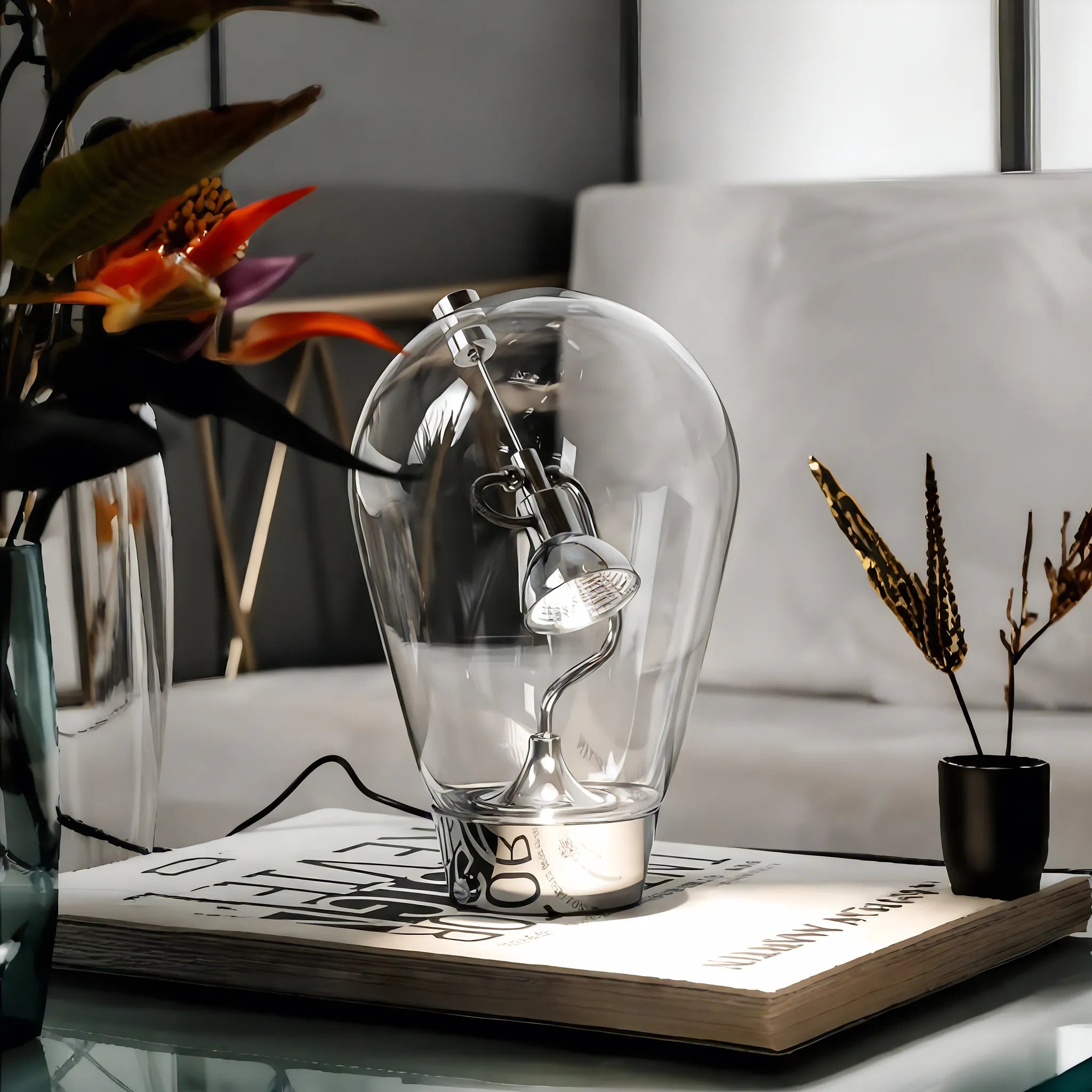 Glass Whisper Table Lamp: Sculptural Illumination Aescraft