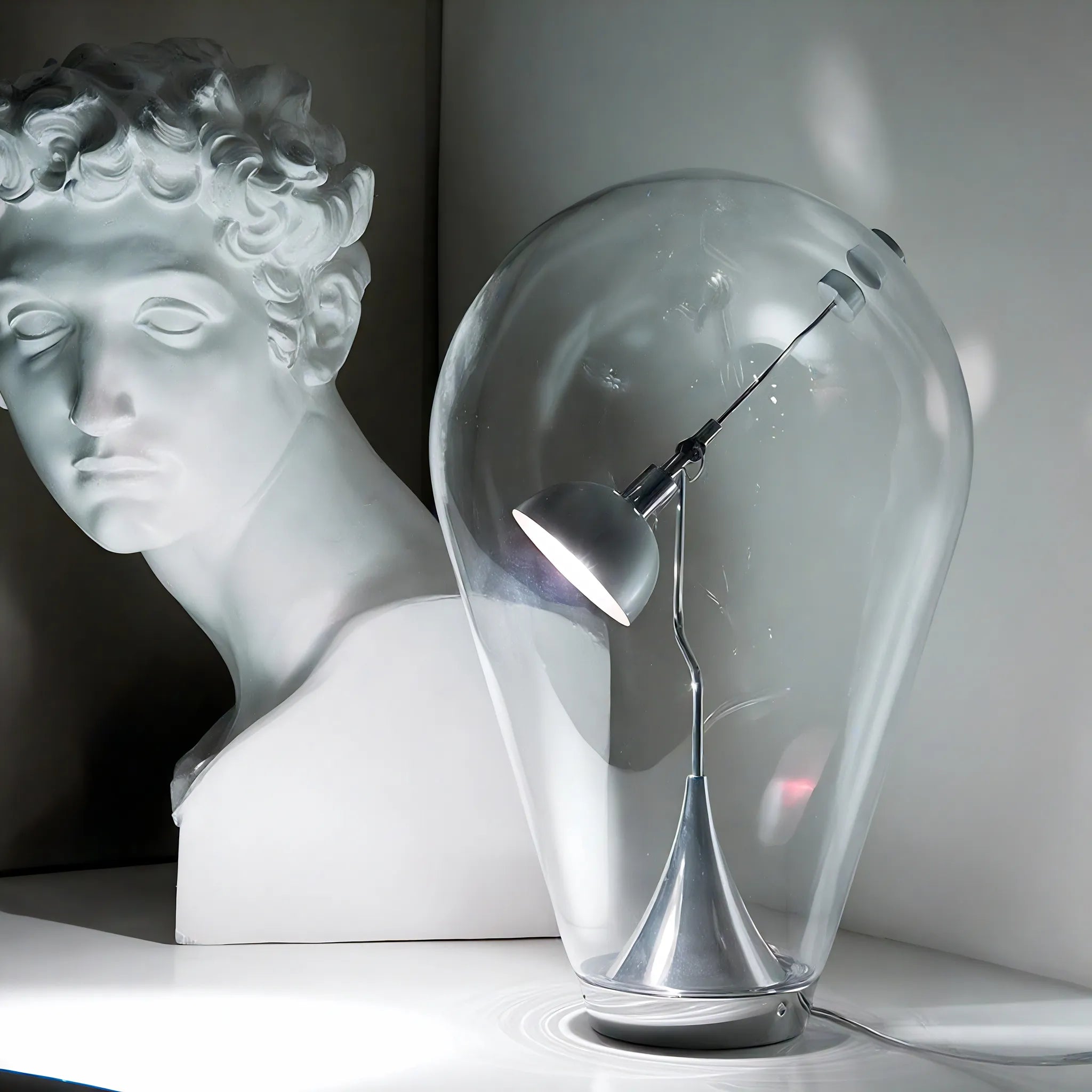 Glass Whisper Table Lamp: Sculptural Illumination Aescraft