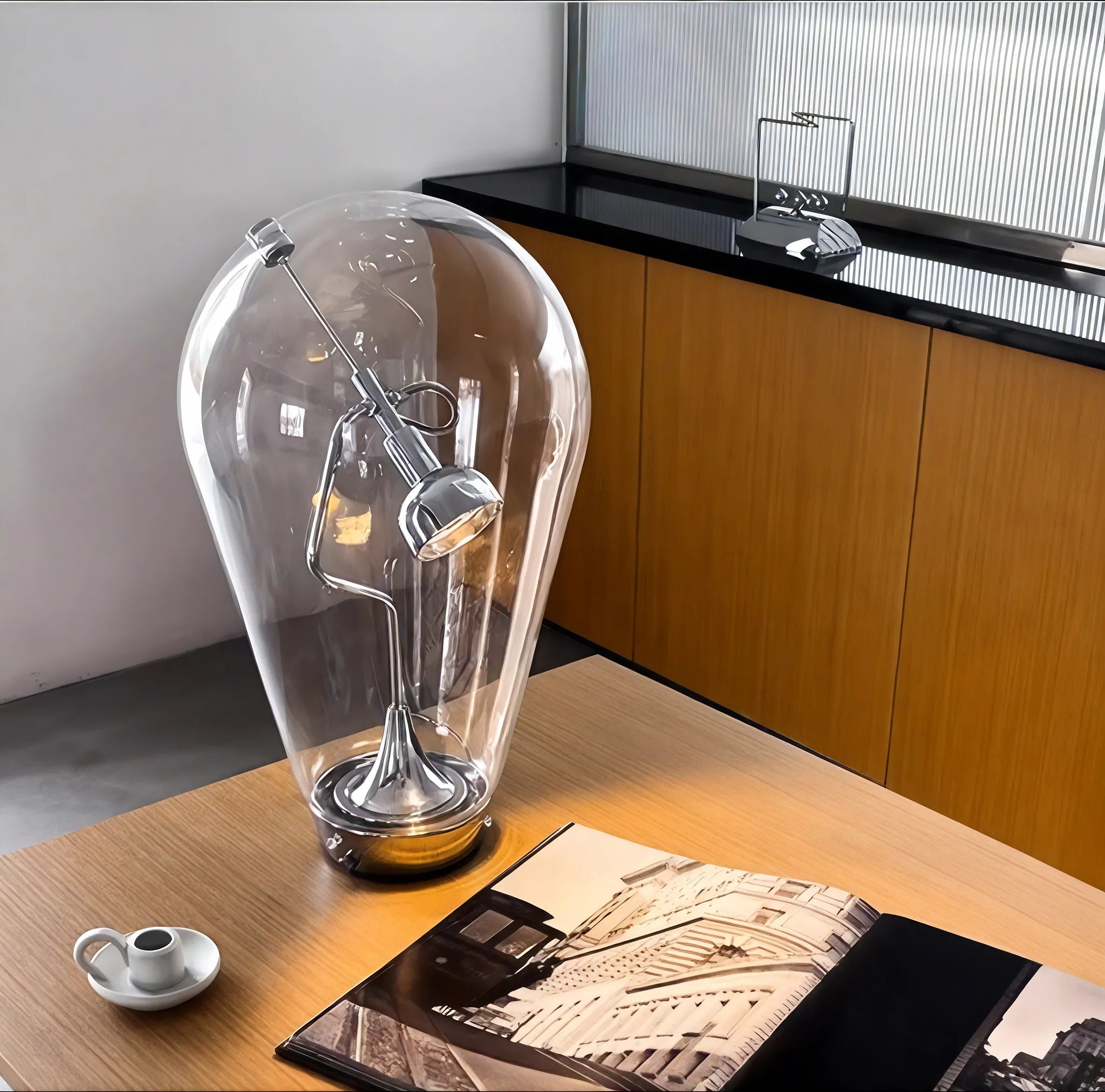 Glass Whisper Table Lamp: Sculptural Illumination Aescraft