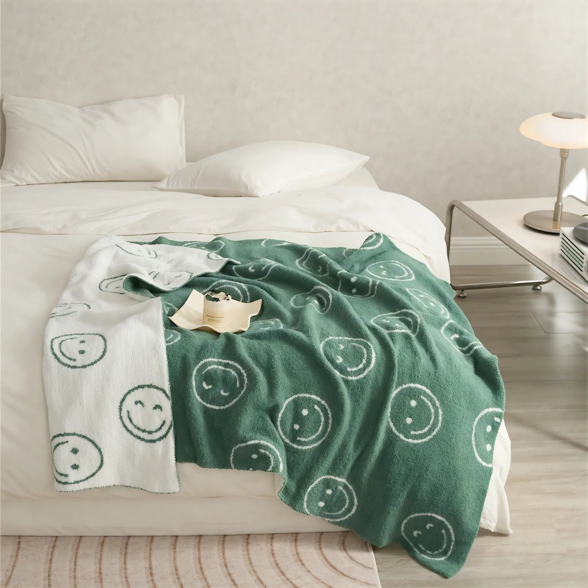 Happy Vibes Cozy Blanket – Your Year-Round Cheer Aescraft Small Green