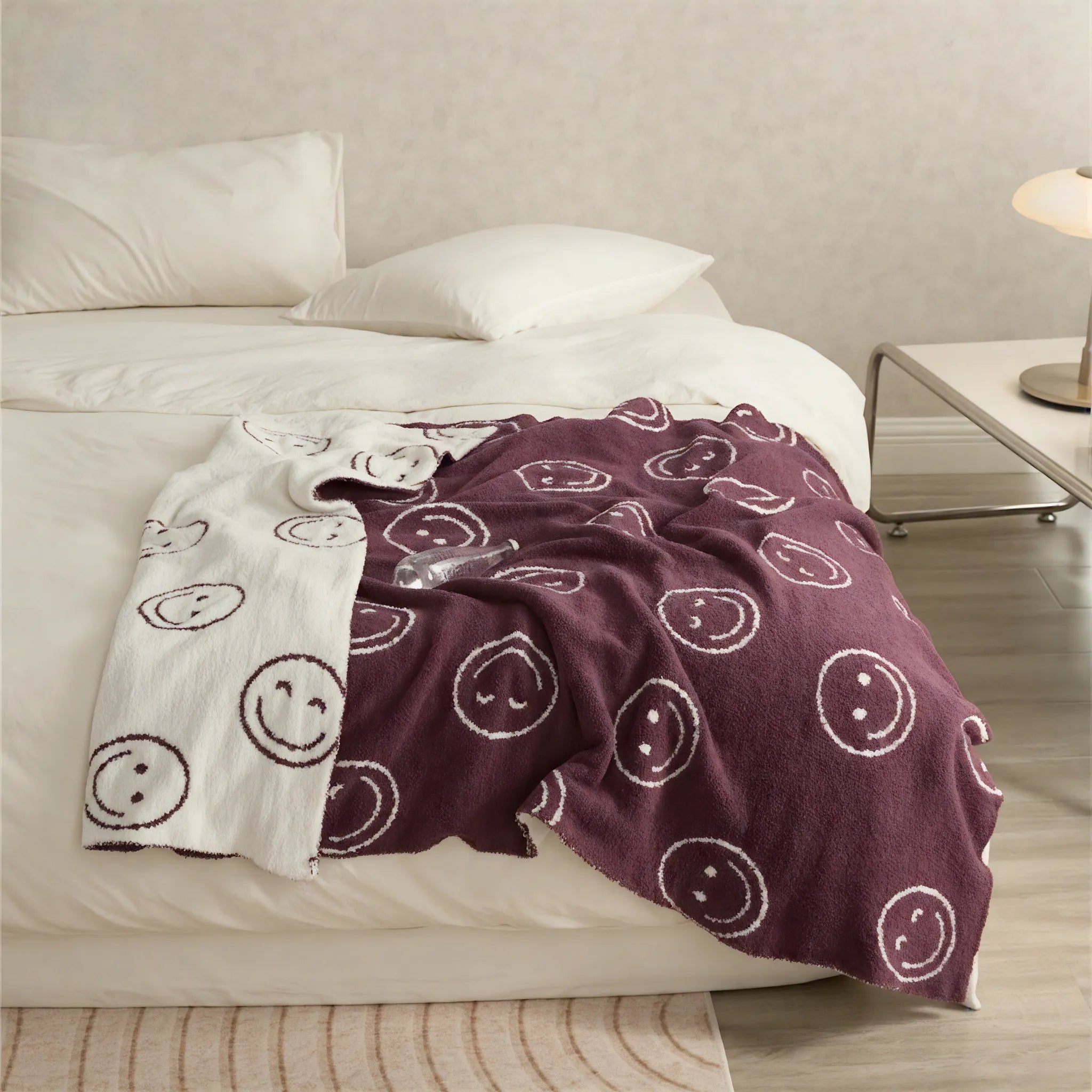 Happy Vibes Cozy Blanket – Your Year-Round Cheer Aescraft Small Purple
