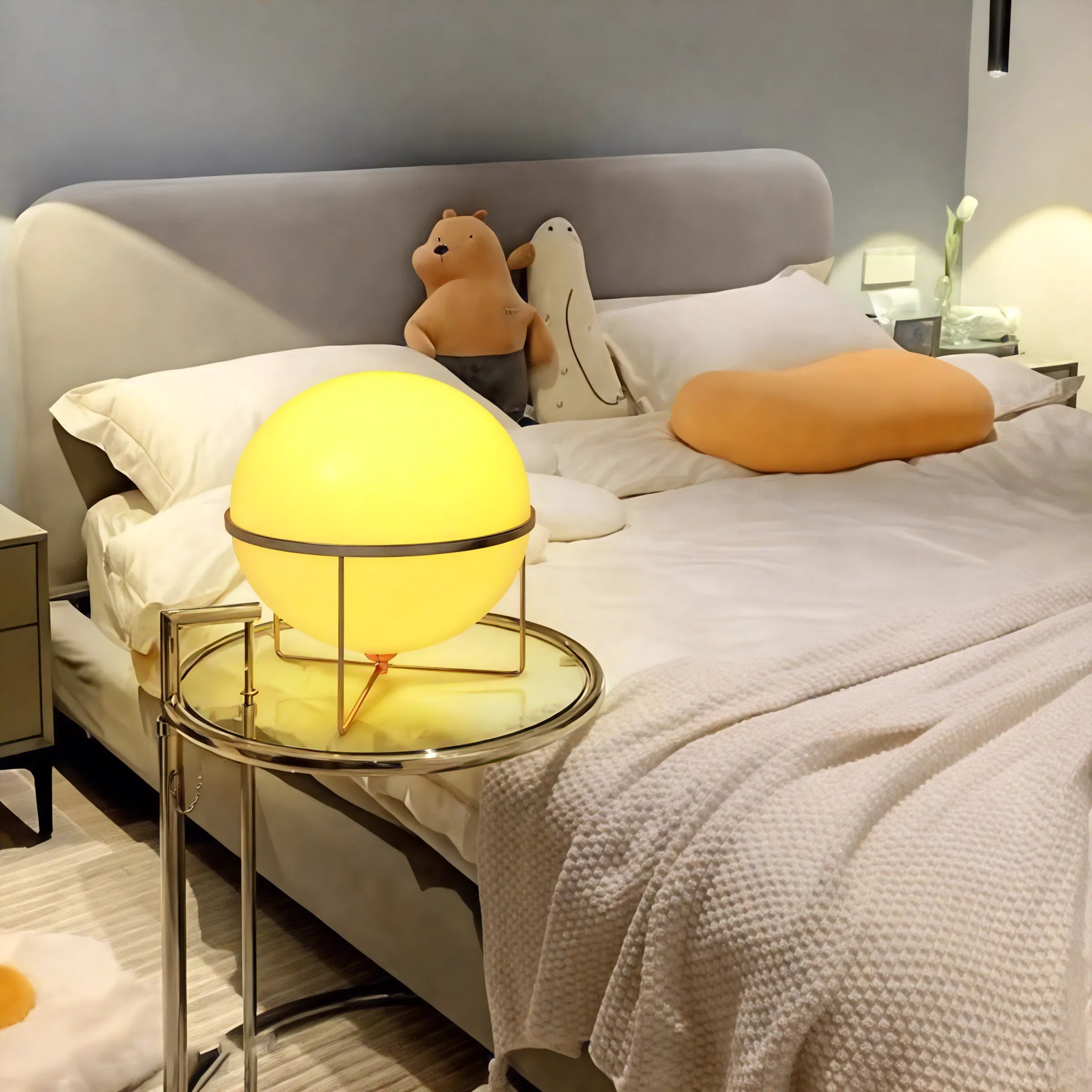 Lunar Orbit Floor Lamp – Retro-Futuristic Glow with Chrome & Glass Spheres Aescraft
