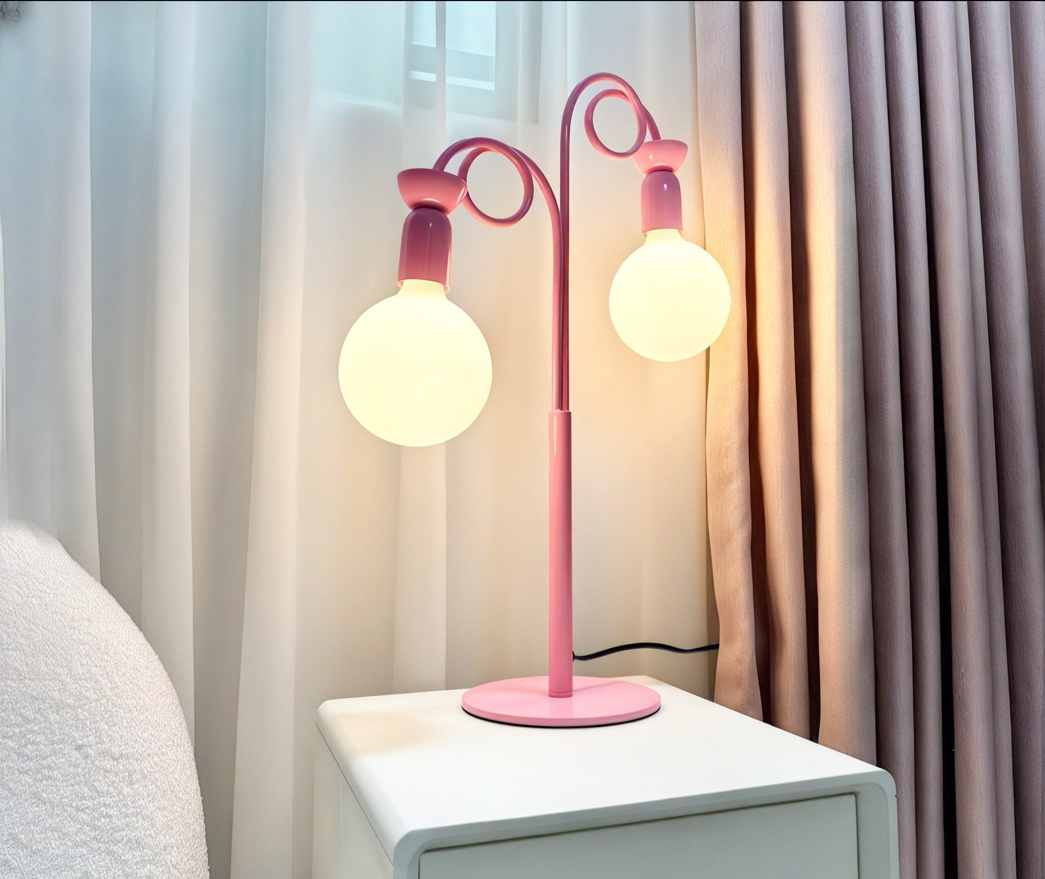 Memphis Glow Twirl Table Lamp Aescraft Pink-Double Bulb US