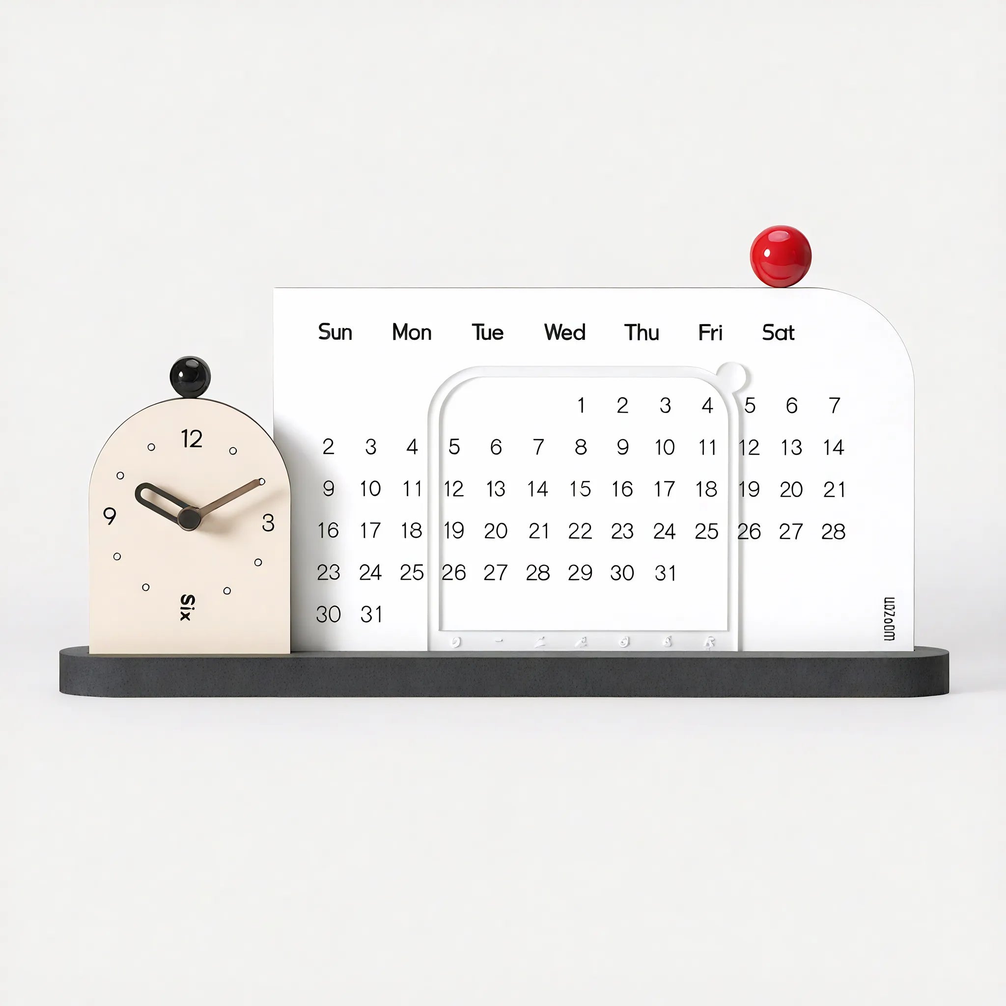 Modern Nordic Calendar Clock  Aescraft White