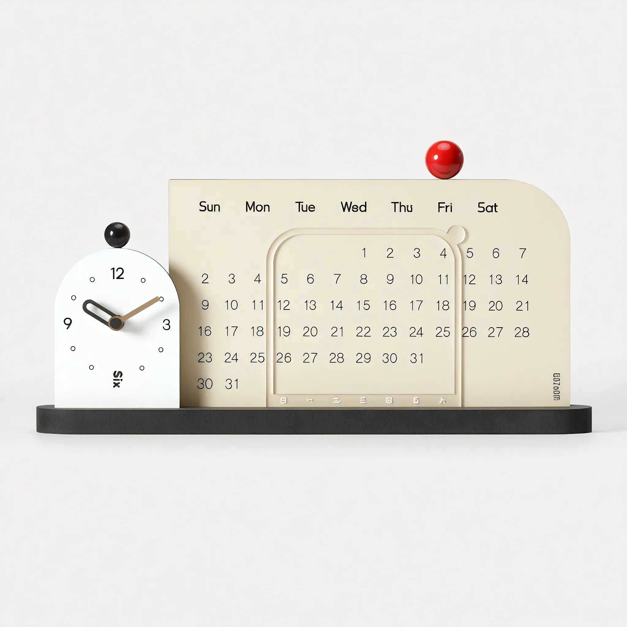 Modern Nordic Calendar Clock  Aescraft Off-White