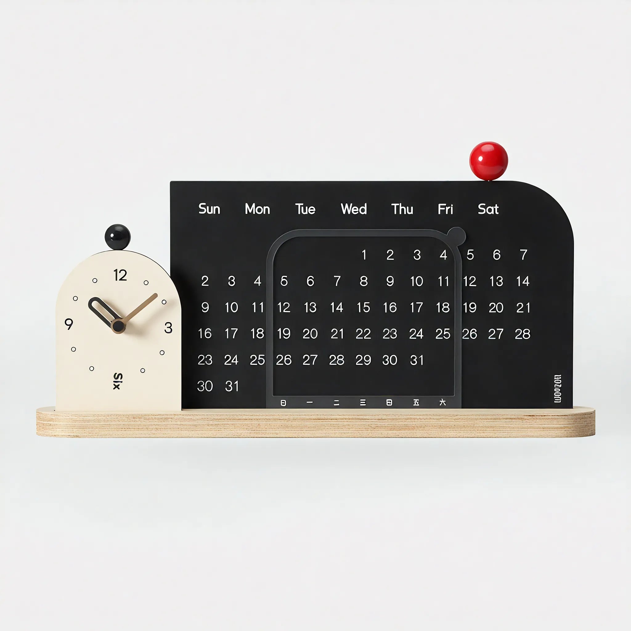 Modern Nordic Calendar Clock  Aescraft Black