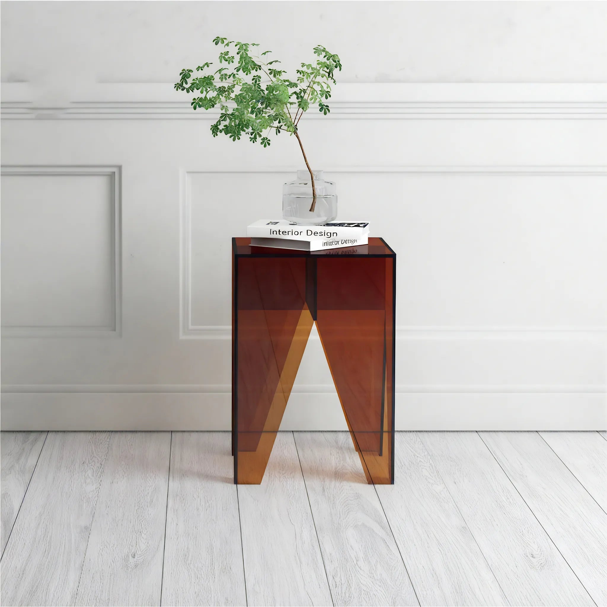 Modern Prism – Translucent Acrylic Accent Table Aescraft Amber