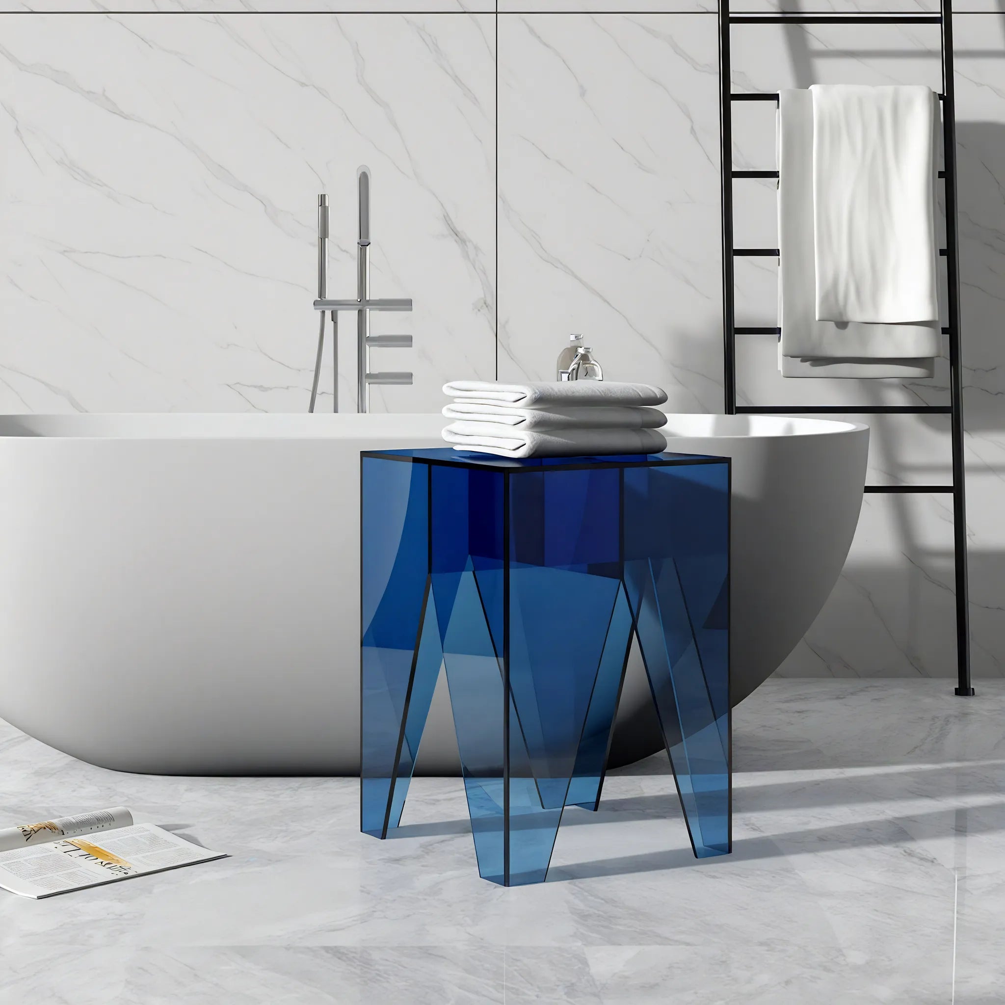 Modern Prism – Translucent Acrylic Accent Table Aescraft Blue