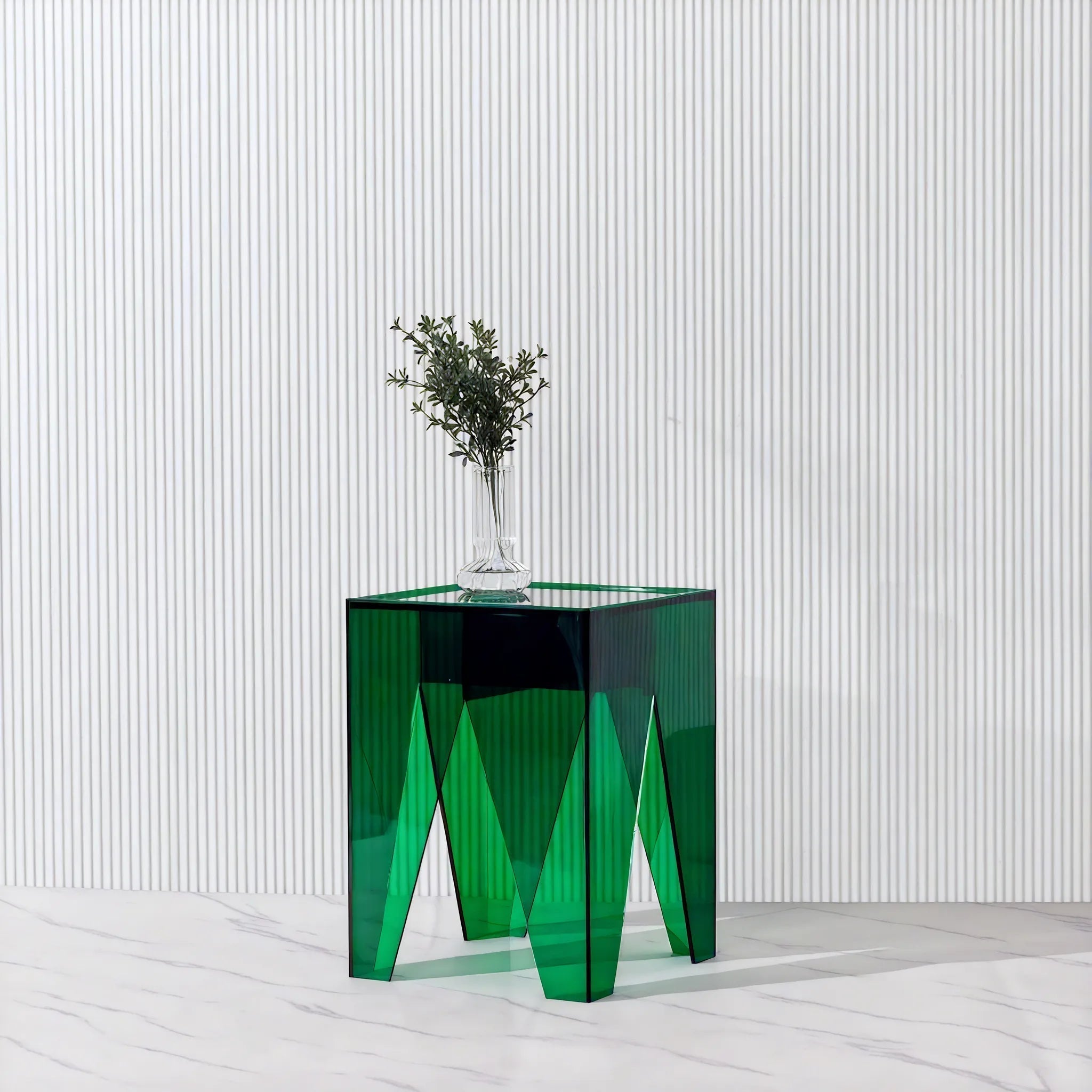 Modern Prism – Translucent Acrylic Accent Table Aescraft Green
