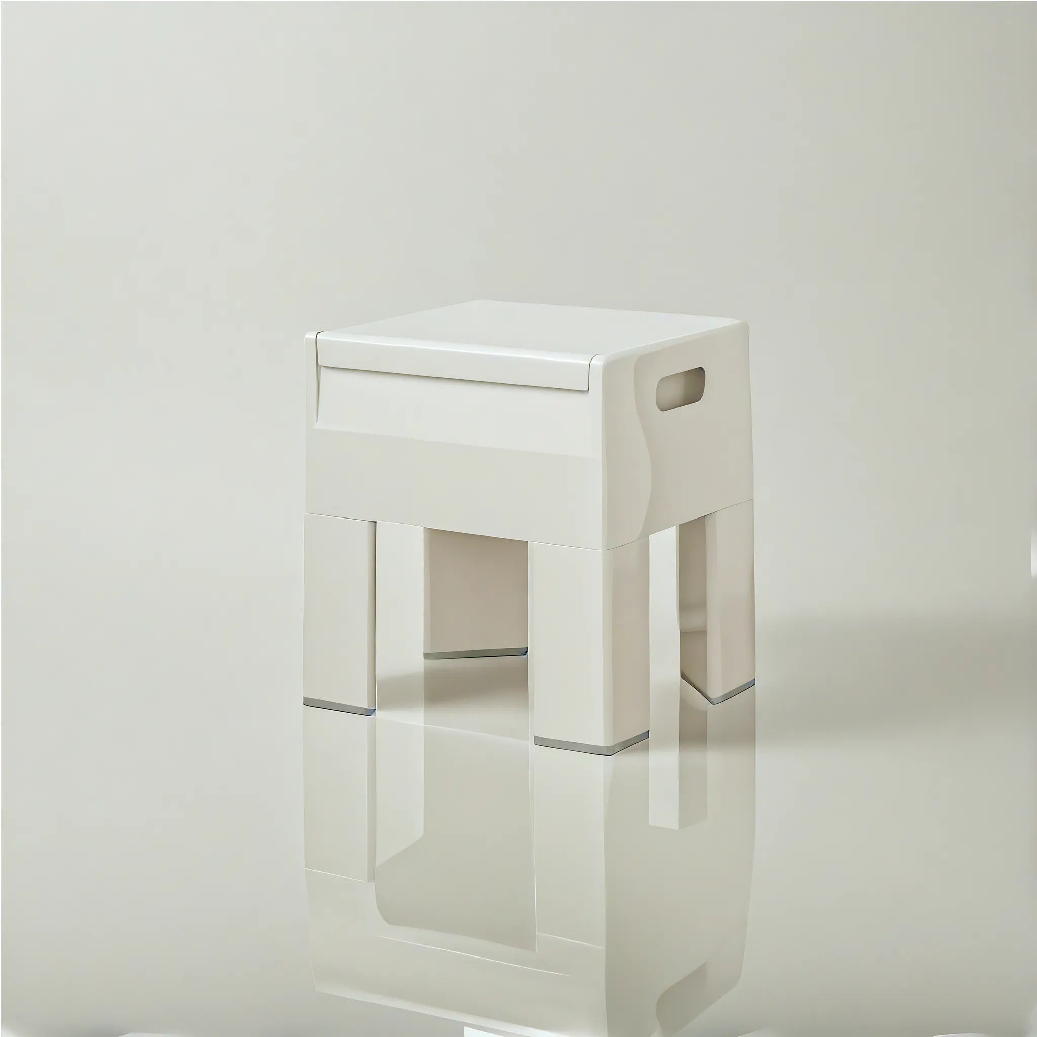 Nordic Nook: The Hidden Storage Stool Aescraft White
