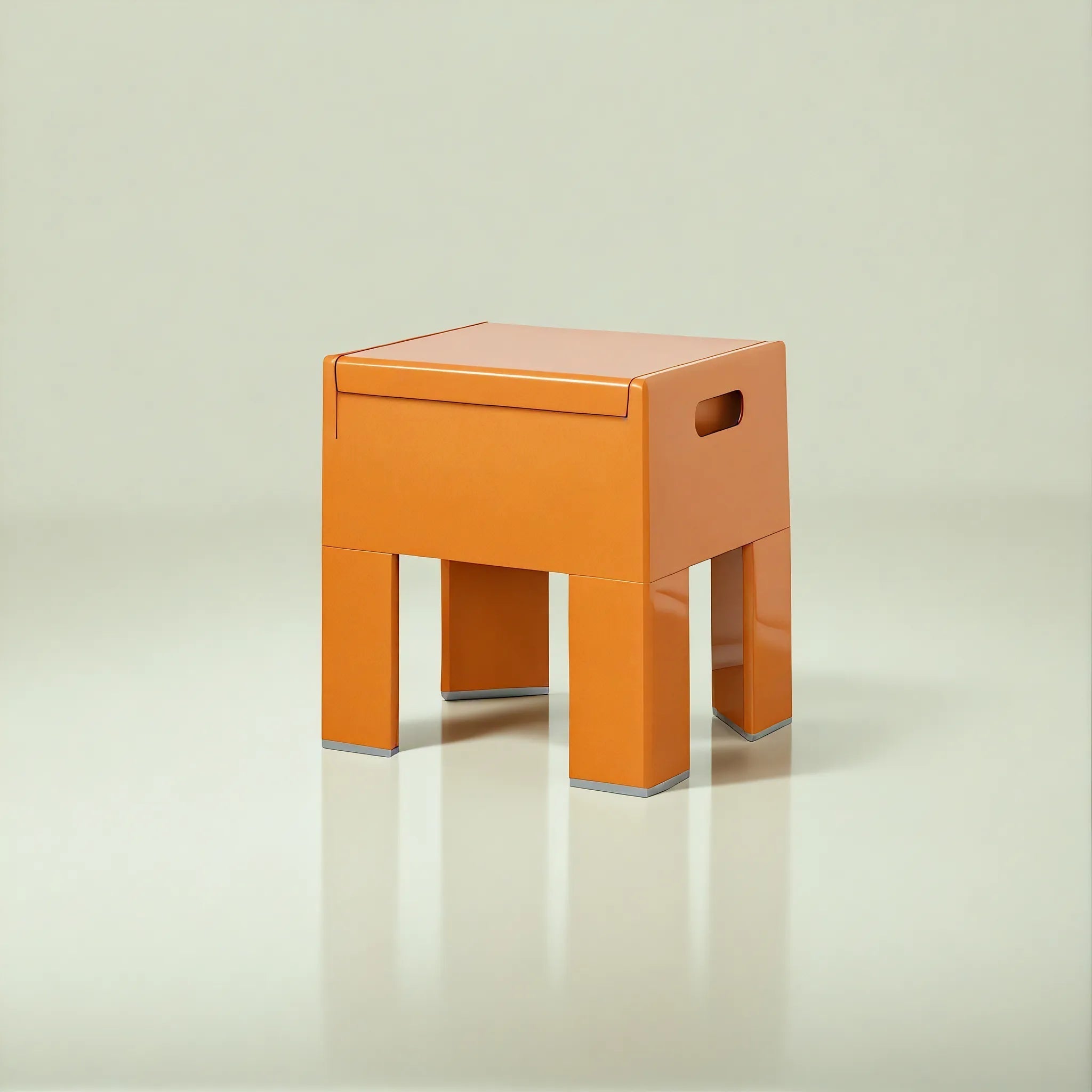 Nordic Nook: The Hidden Storage Stool Aescraft Orange