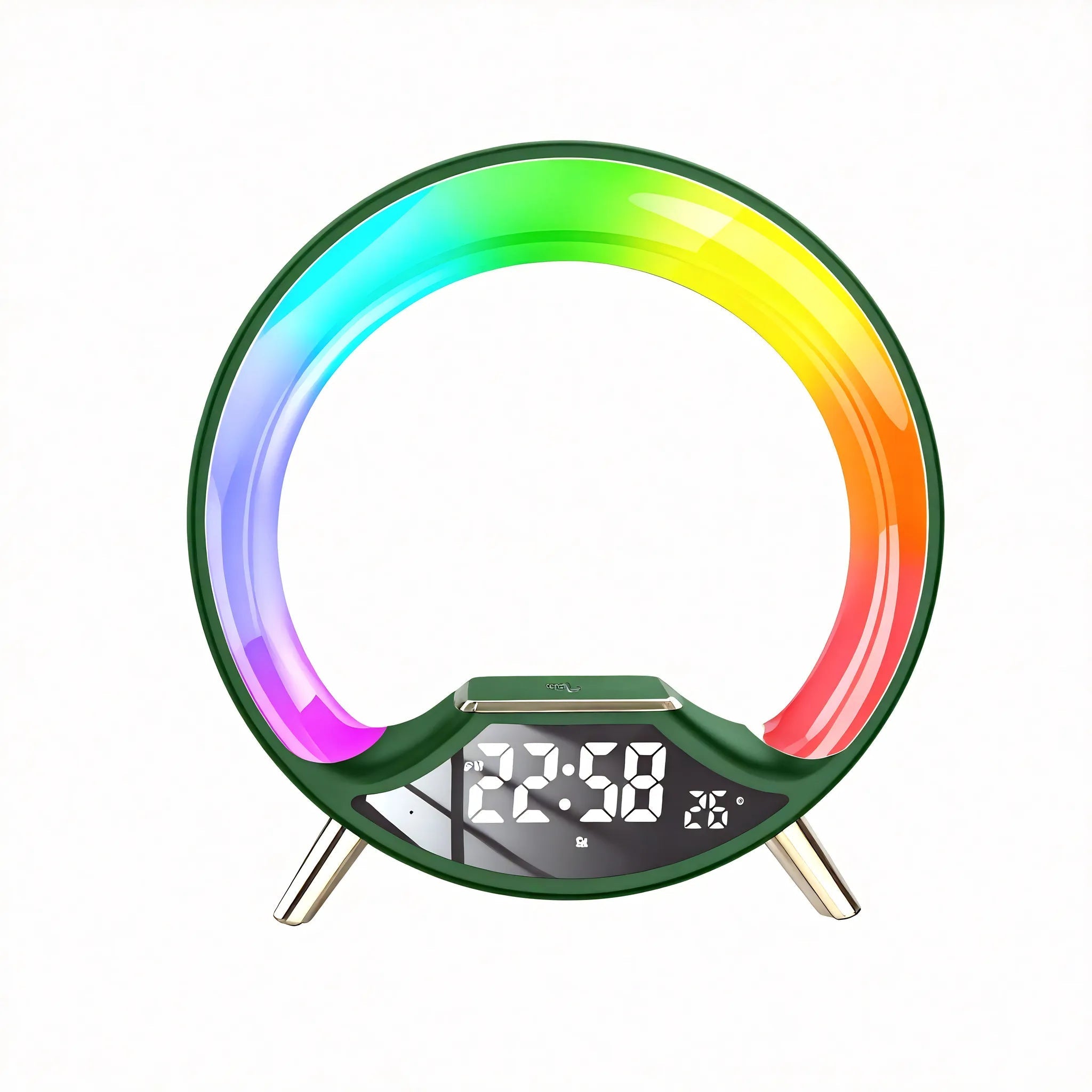 O-Shape LED Alarm Clock w/ Bluetooth Speaker & Wireless Charger  Aescraft Green