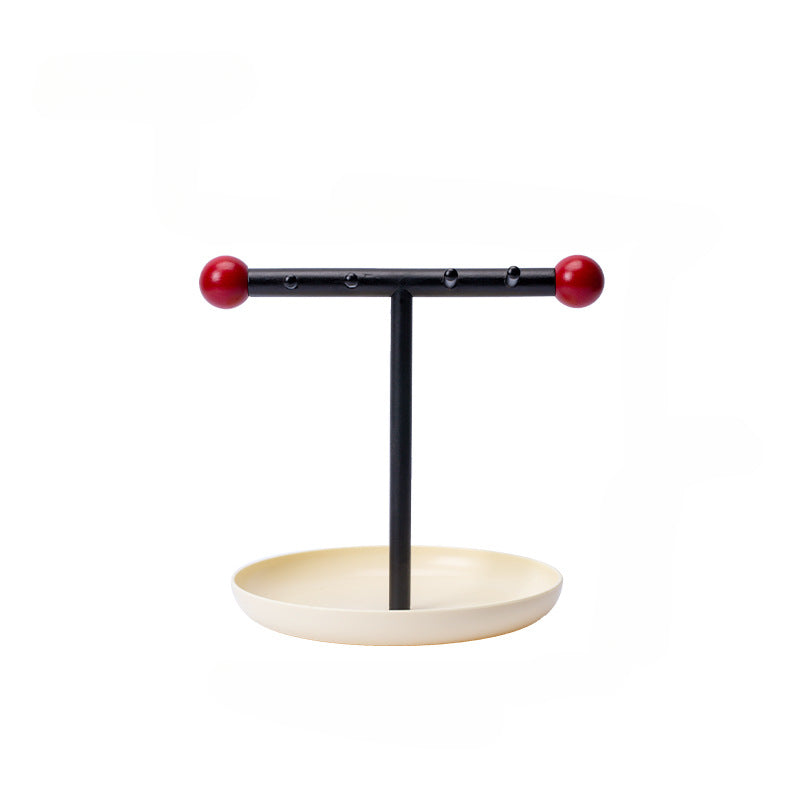 Orb T-Bar Jewelry Stand Aescraft White Tray-Black Rod