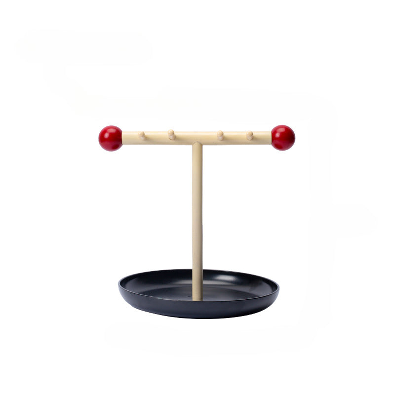 Orb T-Bar Jewelry Stand Aescraft Black Tray-White Rod
