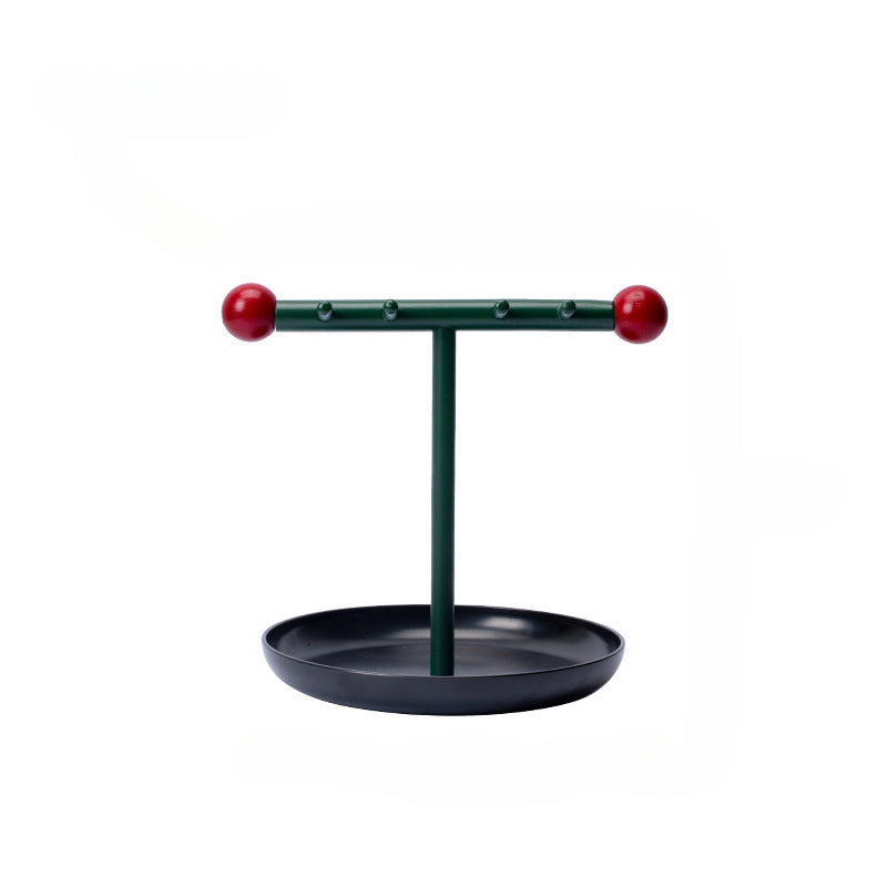 Orb T-Bar Jewelry Stand Aescraft Black Tray-Green Rod