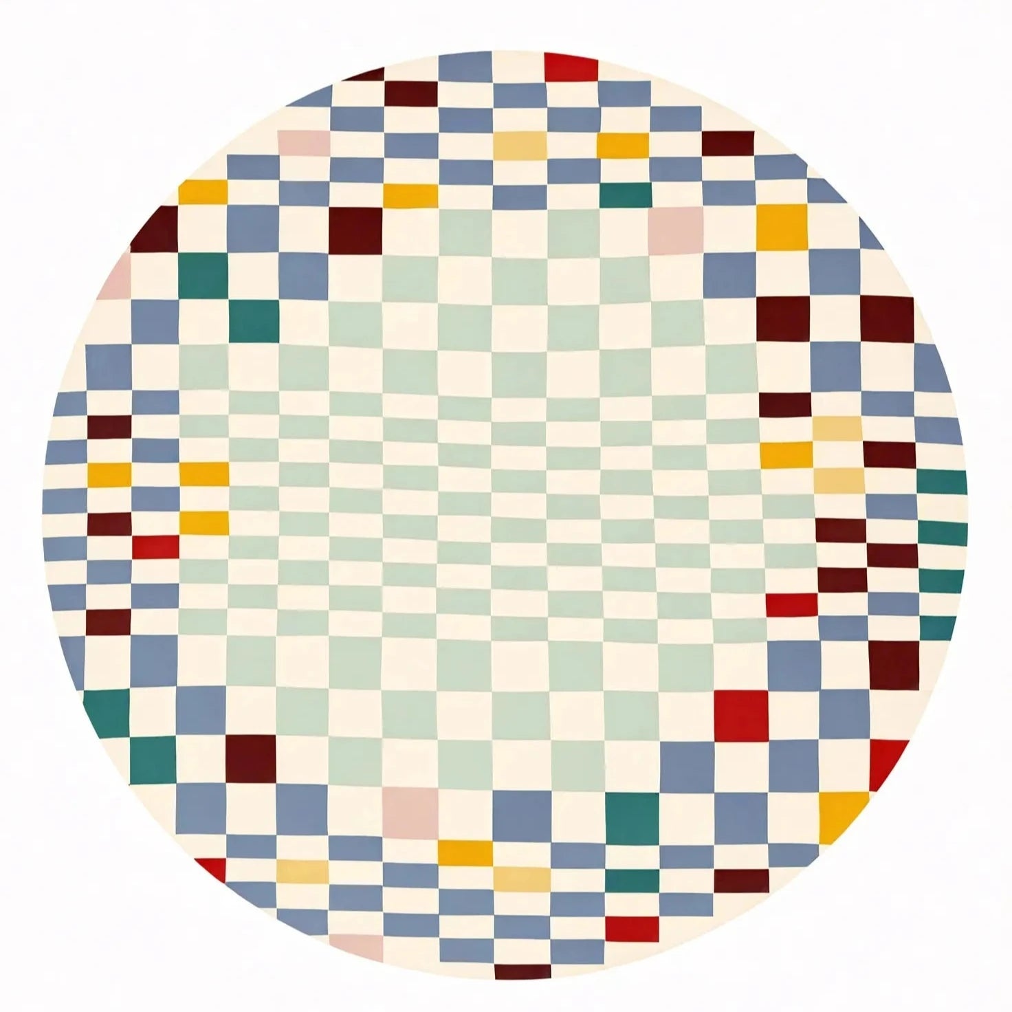 Pixel Harmony Wool Rug Aescraft Round Diameter-80cm